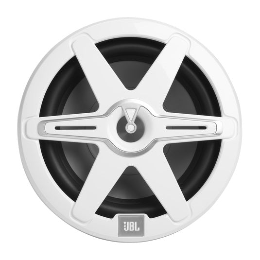 JBL 10-Inch Marine Subwoofer with RGB Lighting - Waterproof Boat Audio System for Boats, Yachts & Outdoor Entertainment (White/Gray Grill)