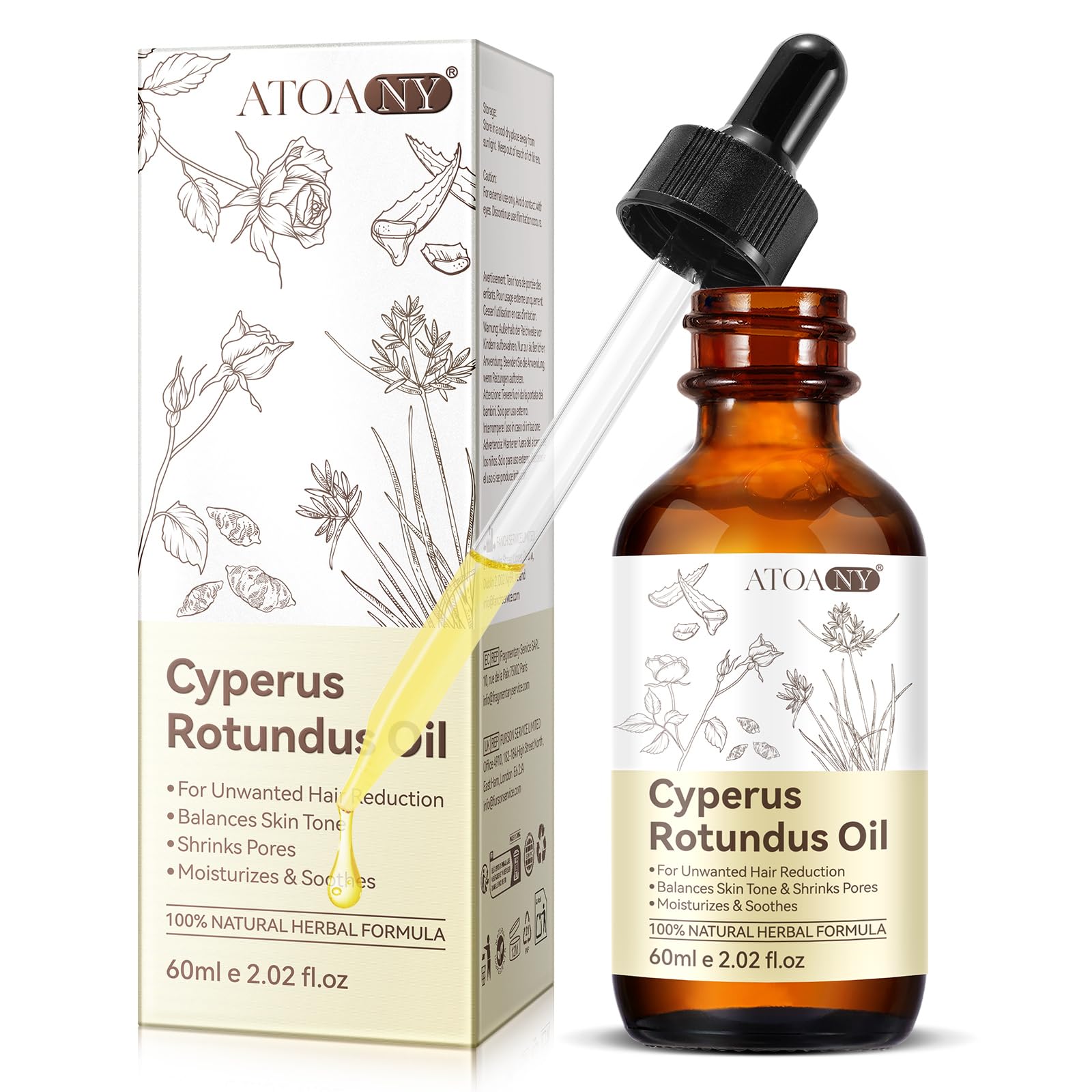 **Pure Natural Cyperus Rotundus Oil for Hair Removal - Reduces Body Hair Growth, Moisturizes & Soothes Skin - Ideal for DIY Waxing, Post-Shaving Care & Sensitive Skin**