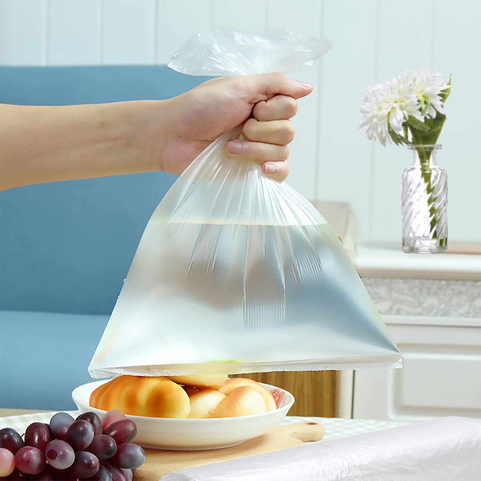 OausTect 14x20 Inch Plastic Produce Bags Roll - 350 Large Food Storage Bags for Bread, Fruits & Vegetables - 6 Rolls - Perfect for Grocery Shopping, Meal Prep & Kitchen Organization