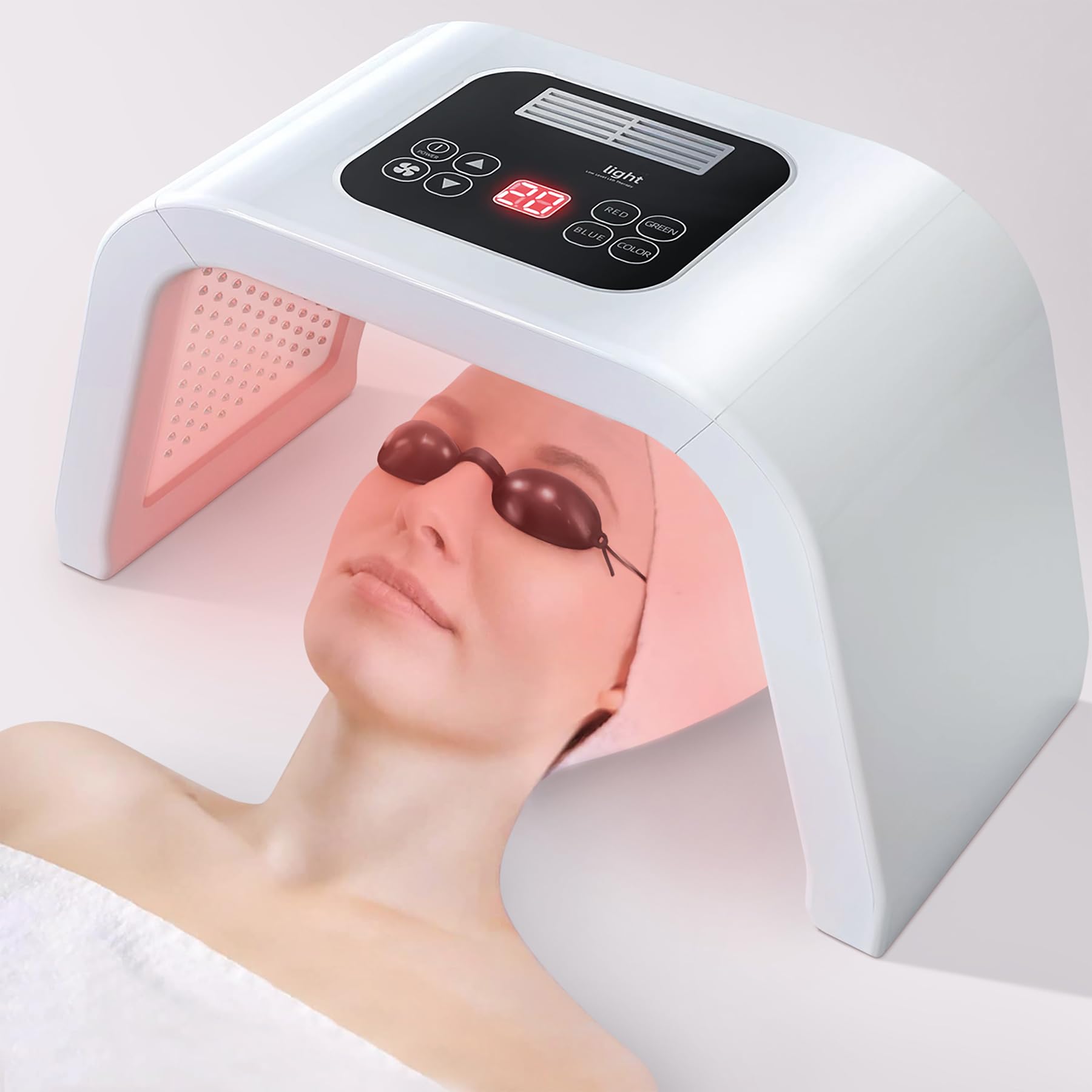 7-in-1 LED Face Light Therapy Mask - Red Blue Green Light Facial Skin Care Device for Acne, Wrinkles & Anti-Aging | At-Home Spa Treatment & Beauty Equipment for Face & Body