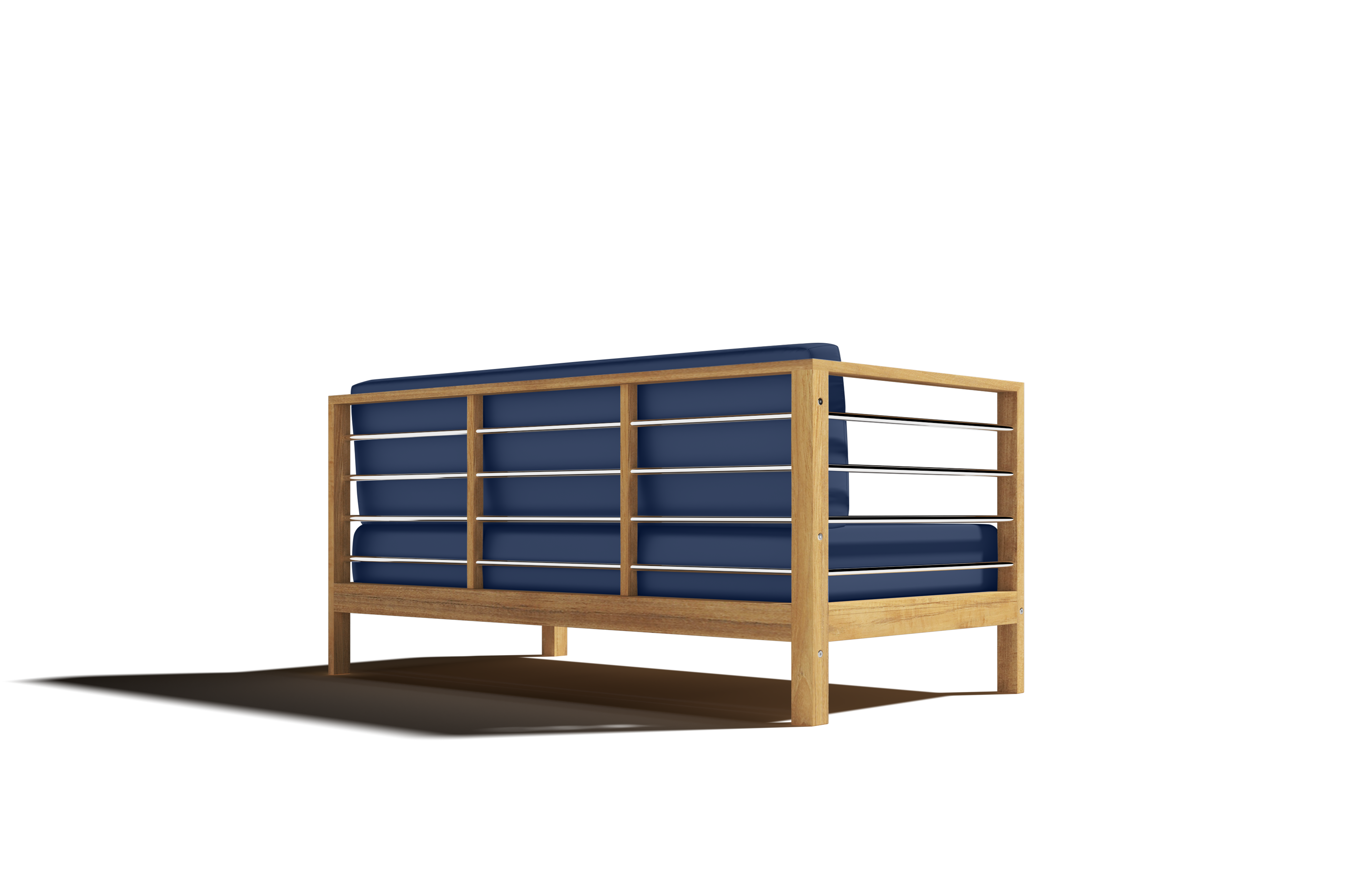Premium 7-Piece Teak Outdoor Sectional Deep Seating Set with Sunbrella Navy Cushions - Waterproof & Durable Patio Furniture for Backyard, Poolside & Garden Relaxation