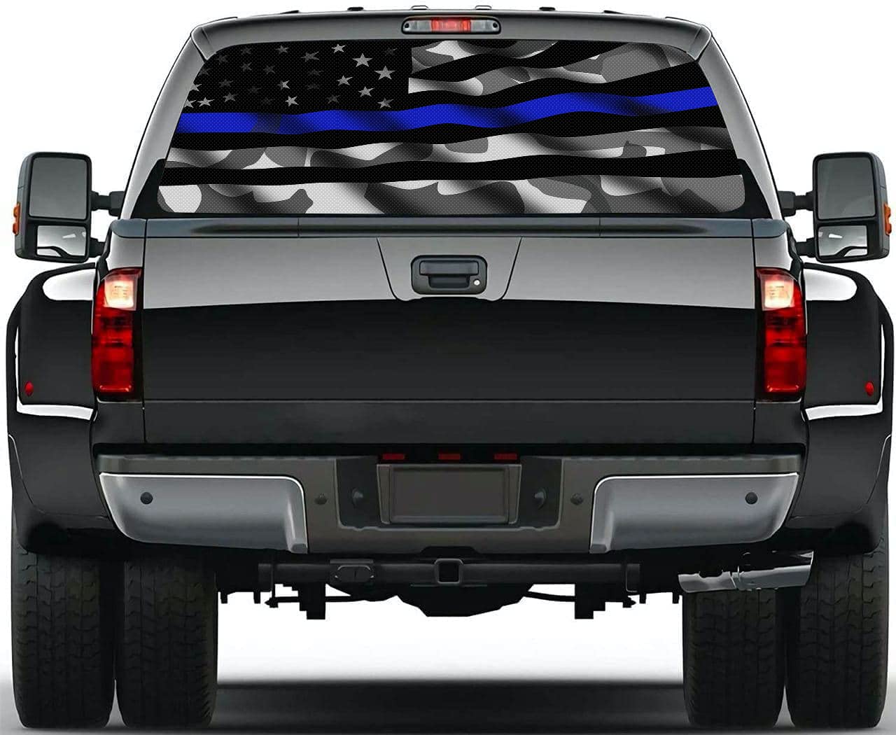 Thin Blue Line American Flag Car Decal - 58