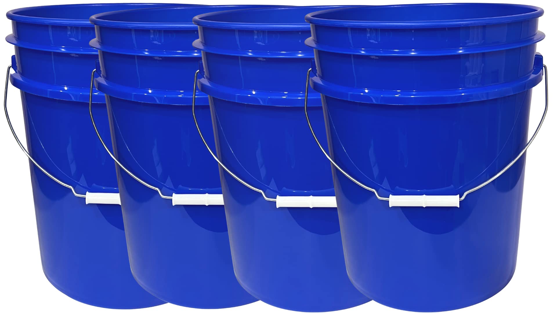 House Naturals 5 Gallon Food Grade Plastic Buckets - BPA Free, Airtight Lid, Stackable Design - Made in USA (Pack of 4) - Perfect for Bulk Food Storage, Home Brewing, Emergency Preparedness & DIY Projects