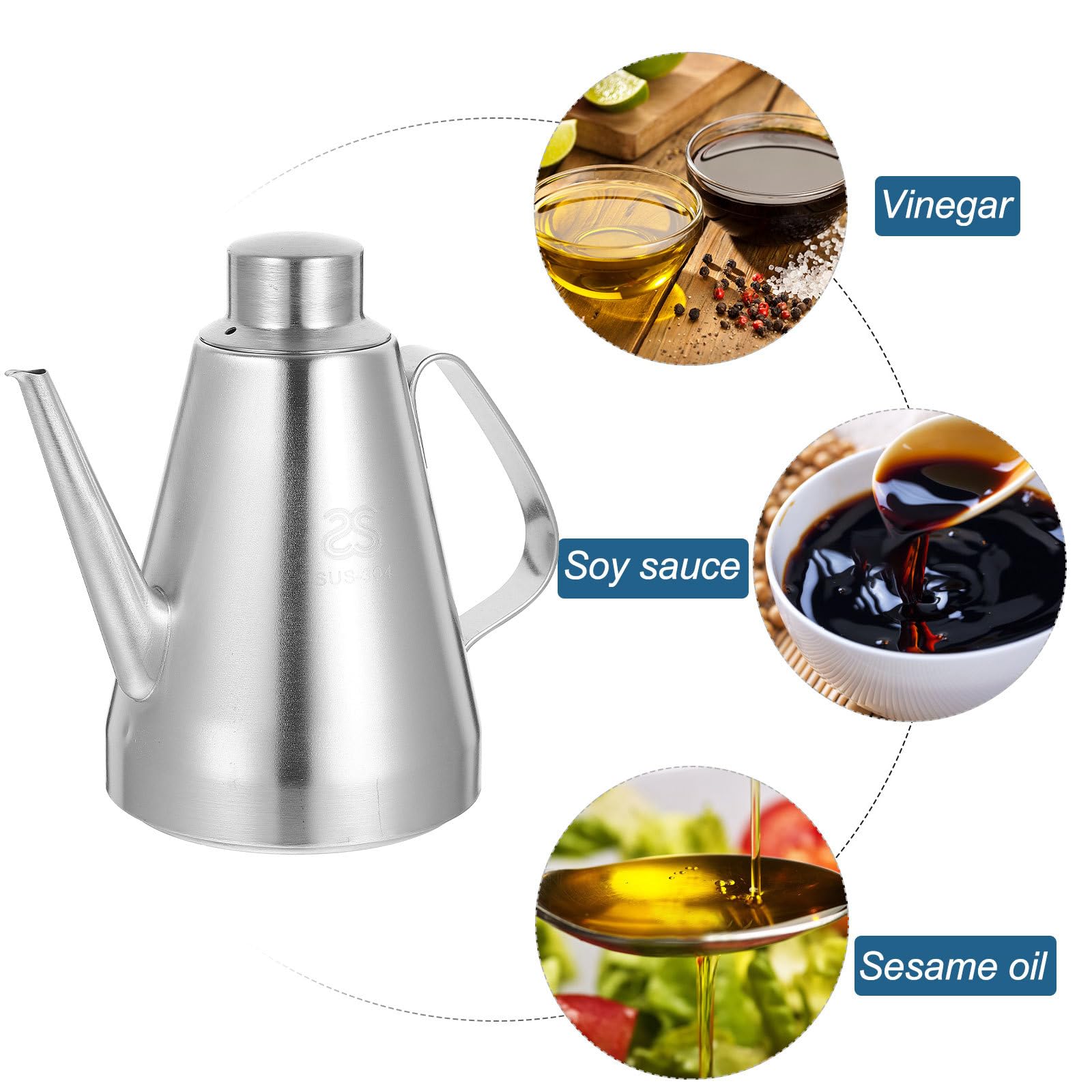 Premium Stainless Steel Oil Dispenser Bottle - 1400ML Leakproof Kitchen Cruet for Olive Oil, Vinegar & Cooking Oils (18cm Height) - Perfect for Home Cooking, Restaurants & Salad Dressing