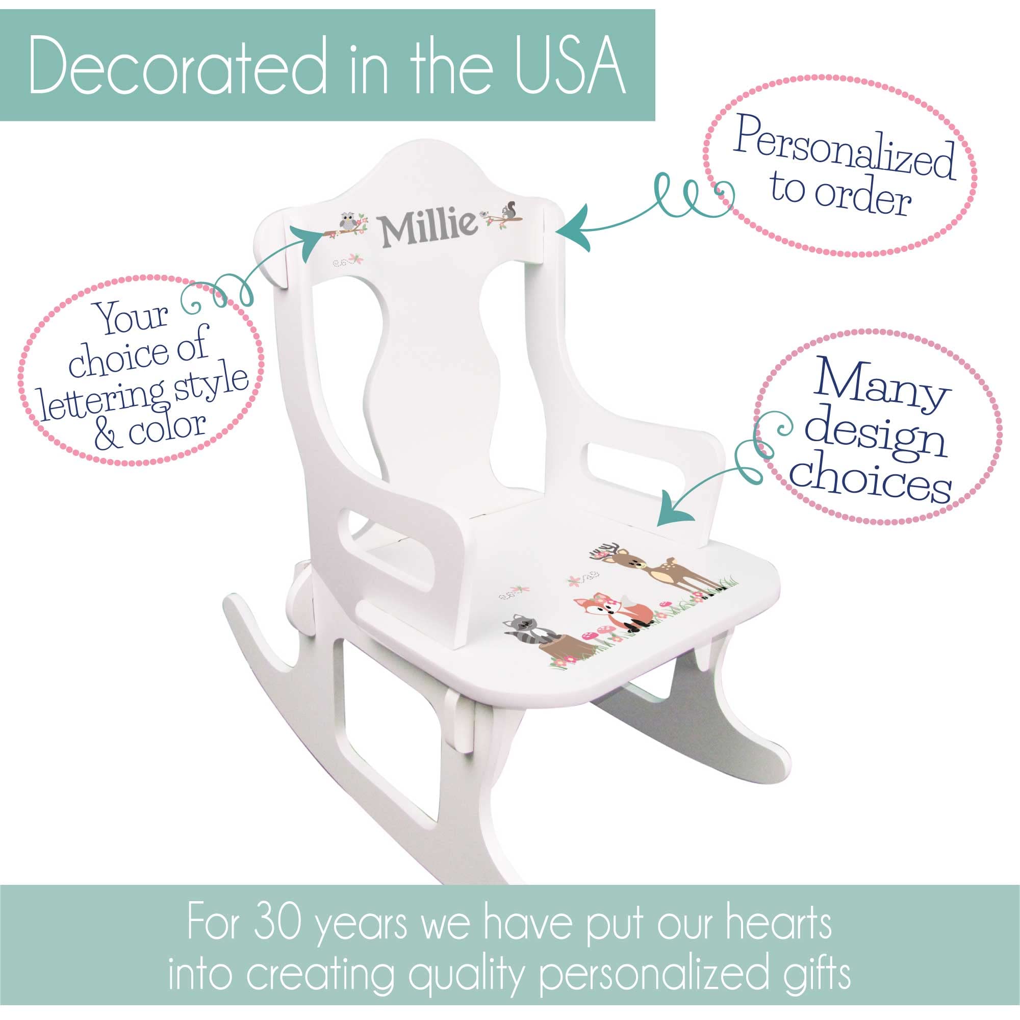 Personalized Pink Princess Crown Puzzle Rocking Chair for Toddler Girls - Perfect for Playtime, Nursery Decor & Gift Giving