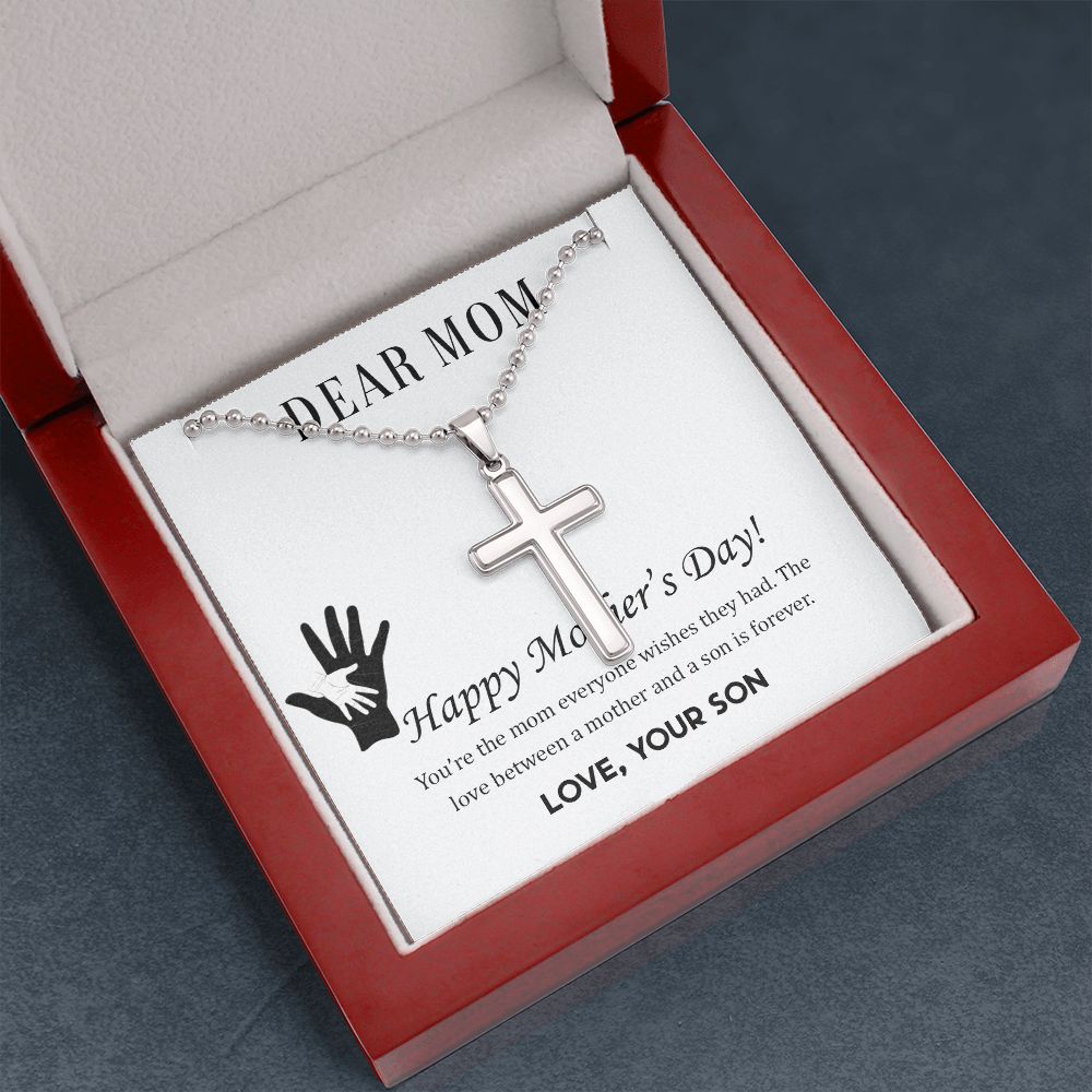 Elegant Cross Necklace for Mom - Perfect Mother's Day Gift from Son | Thoughtful Jewelry for Birthday, Anniversary & Special Occasions