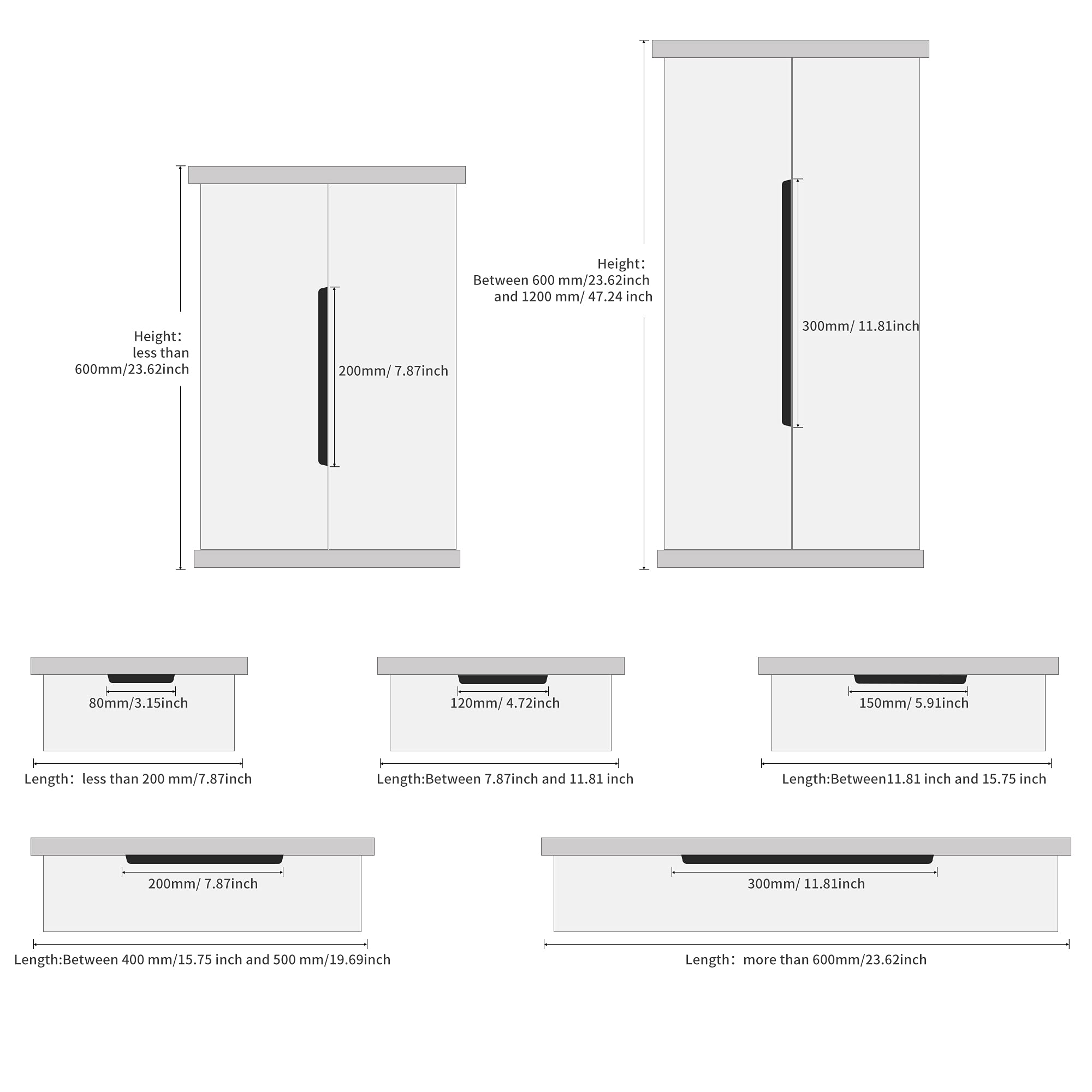 Satanga Edge Black Finger Pull - 5 Pack Aluminum Flat Hidden Back Mount Cabinet Handles for Kitchen & Home - 4.72