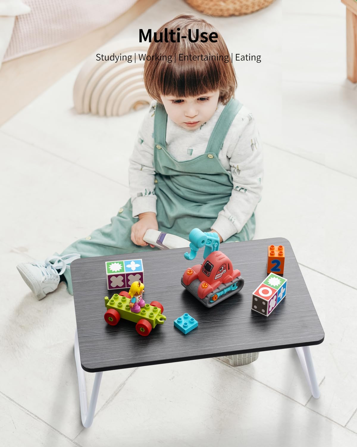 Foldable Laptop Desk for Bed - Portable Lightweight Lap Table for Study, Work, Breakfast & Drawing | Compact & Ergonomic Design for Home, Office & Travel Use - Black