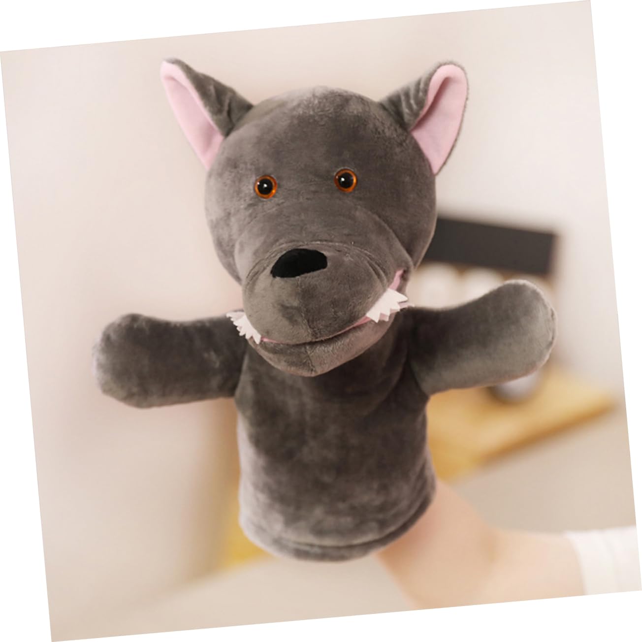 Phenofice Zoo Animal Hand Puppets - Soft Plush Stuffed Animal Puppets for Kids, Jungle & Farm Animal Toys (Dark Grey Cotton) - Perfect for Storytelling, Pretend Play & Early Childhood Education