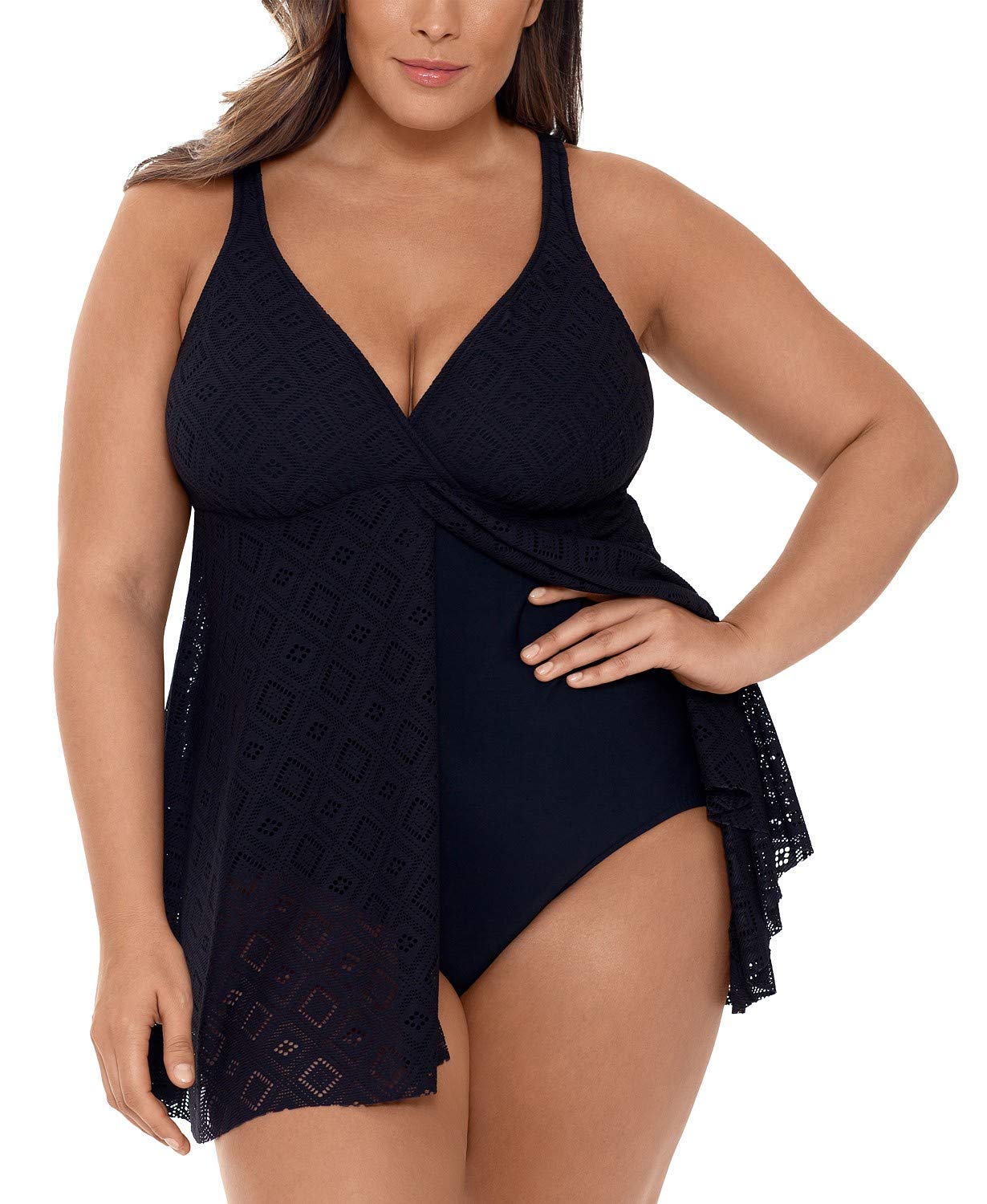 Swim Solutions Crochet Black Plus Size Bikini Cover Up - Perfect for Beach, Pool, and Summer Vacation Outfits