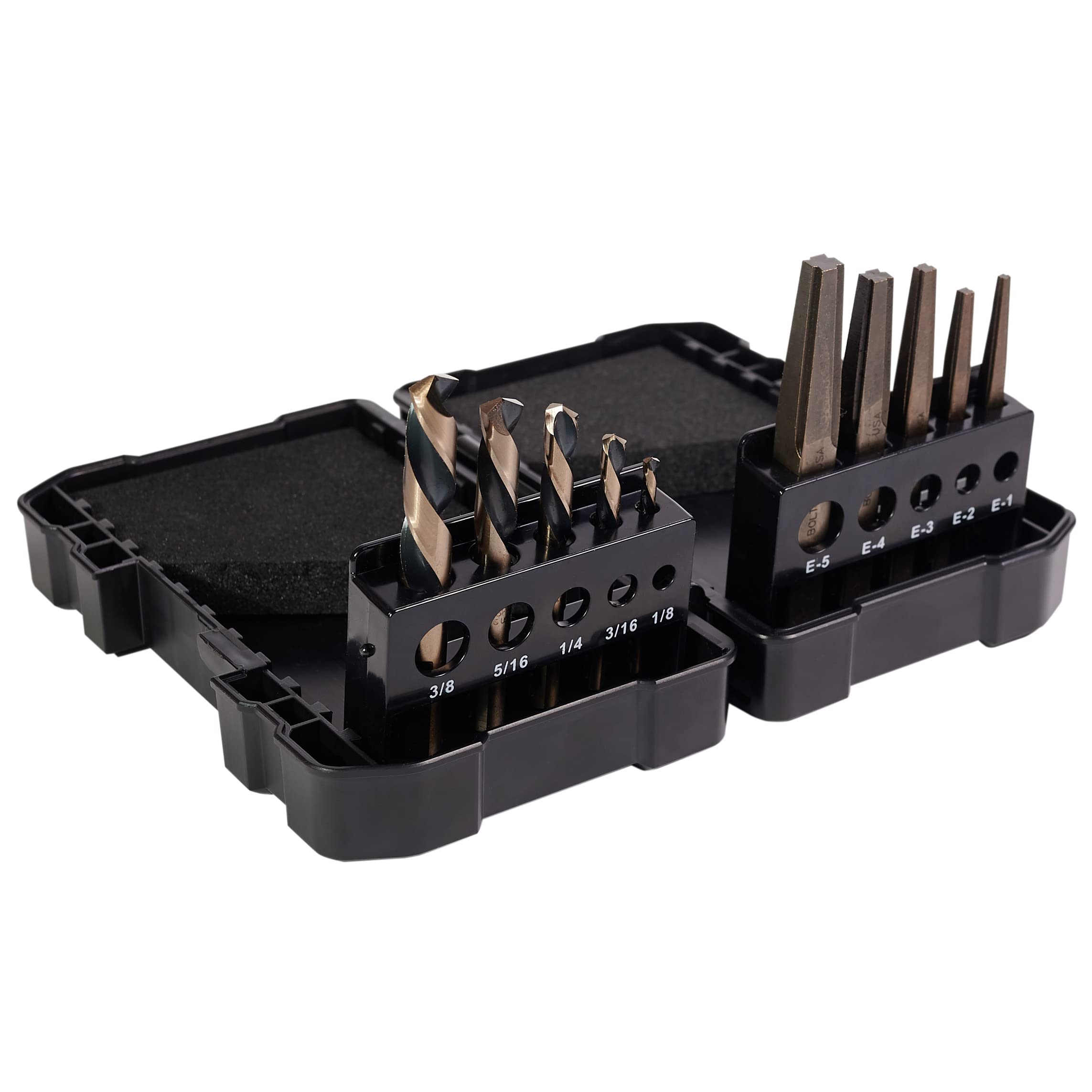 KnKut 10-Piece Left Hand Screw Machine Drill & Square Extractor Set - Professional Screw Removal Tool Kit for Metalworking, Automotive Repair and DIY Projects