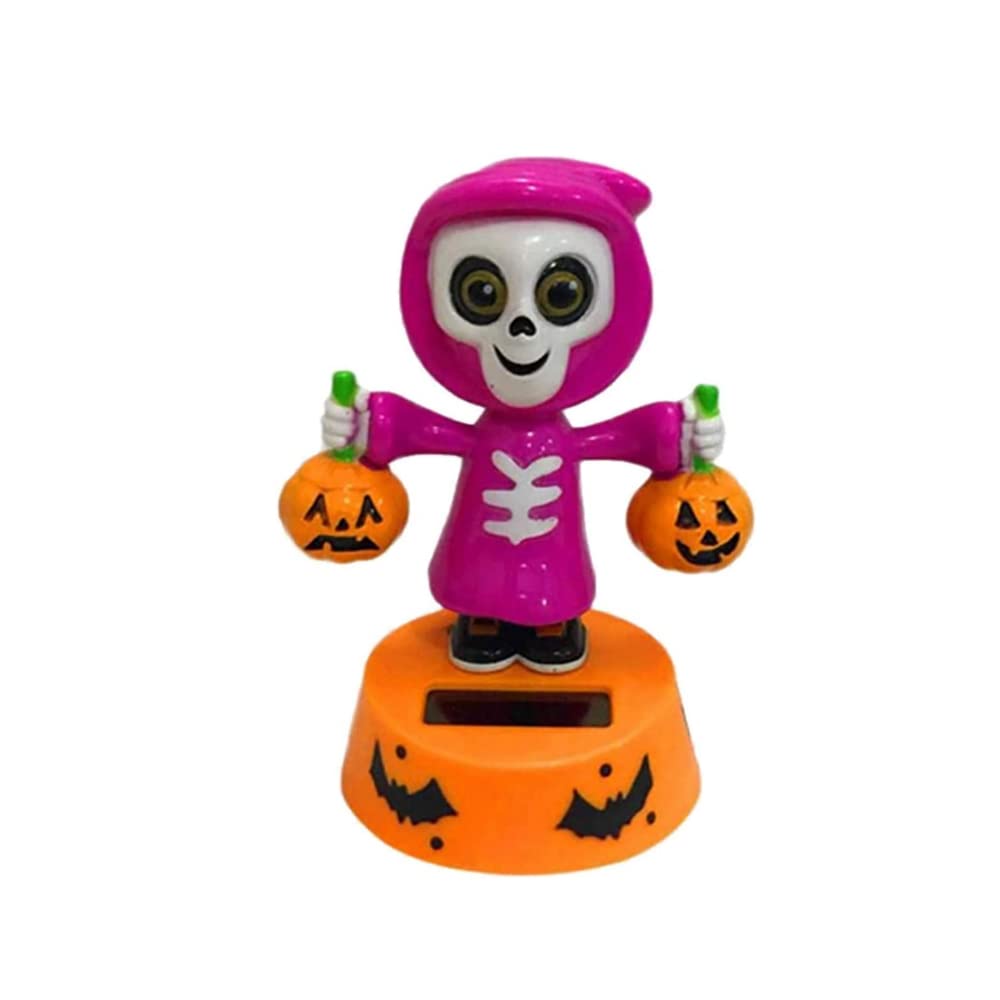 Solar Powered Dancing Skeleton Pumpkin Figurine - Halloween Car & Office Desk Decor - Fun Animated Solar Dancing Figure for Home, Garden, Party Decoration