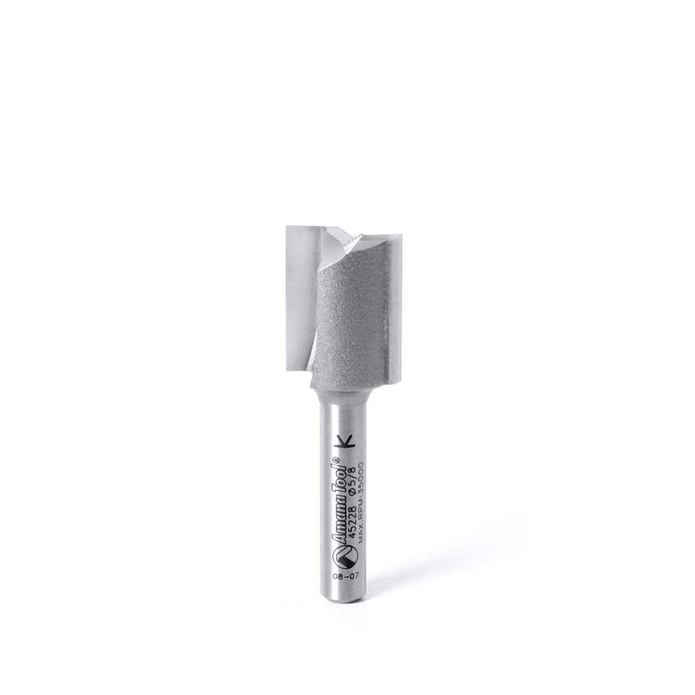 Amana 45228 1/4-Inch Shank 2-Flute Straight Plunge Cutting Router Bit for Woodworking & DIY Projects - Perfect for Cabinetry, Furniture Making, and Decorative Edging