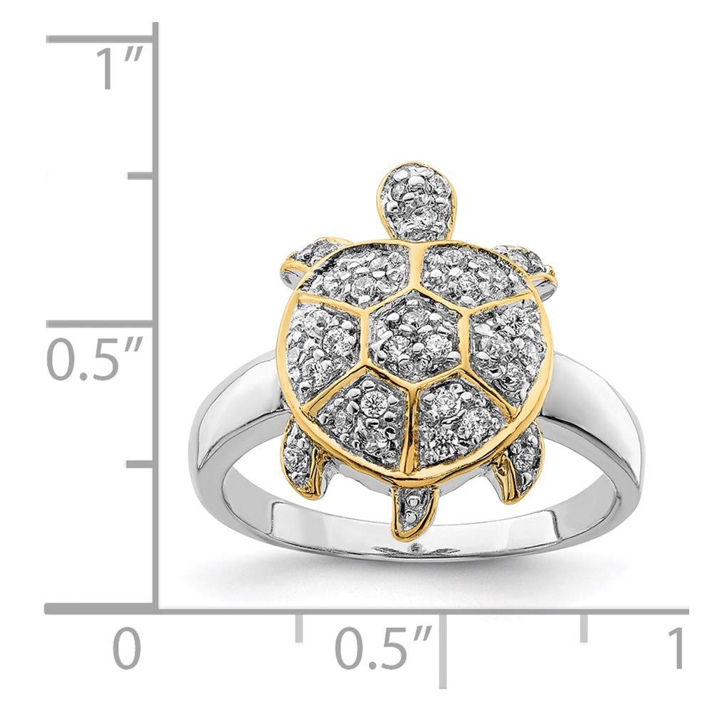 925 Sterling Silver Cubic Zirconia Turtle Ring with Gold Plating - Elegant Jewelry Gift for Women - Perfect for Birthdays, Anniversaries & Everyday Wear