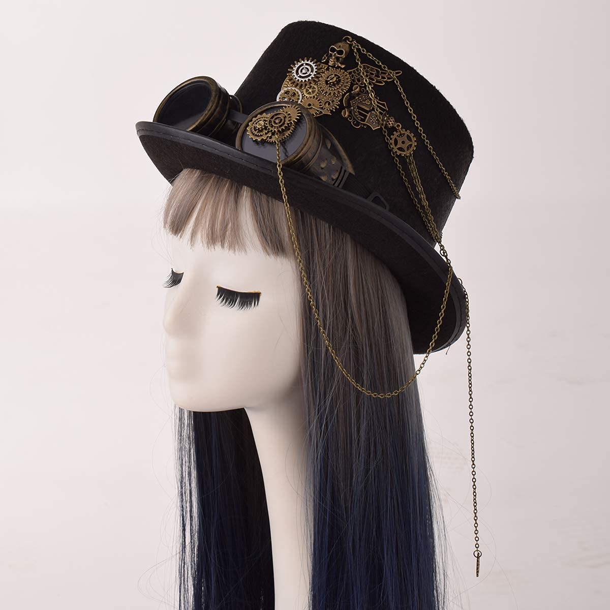 Stylish COSDREAMER Unisex Gothic Steampunk Top Hat with Goggles - Victorian Era Costume Accessory for Halloween, Cosplay, LARP & Themed Parties