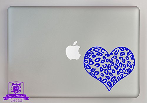 Blue Leopard Print Heart Vinyl Decal Sticker for Car, Truck, Glass Window, Laptop, Phone - 5 Inch Waterproof Decorative Sticker | Perfect for Personalizing Vehicles, Electronics, and Home Decor