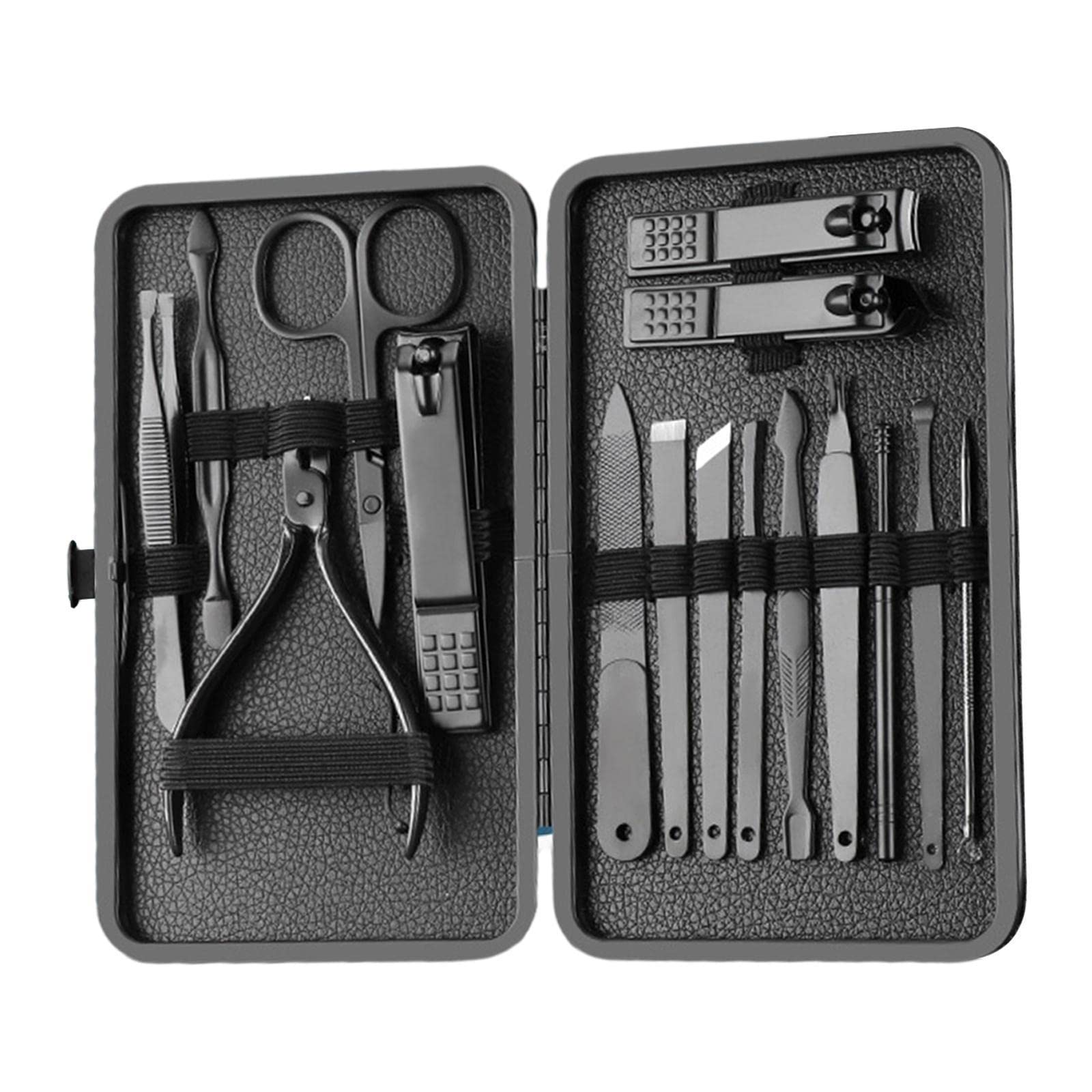 Professional Manicure & Pedicure Kit - 16PCS High Precision Stainless Steel Nail Clippers, Cutters & Scissors Set with Leather Case - Perfect for Home, Salon & Travel Nail Care