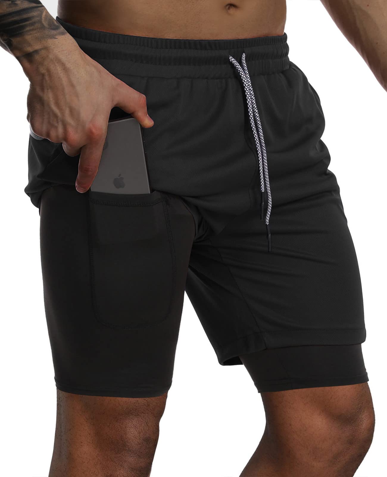 Suwangi Men's 2-in-1 Workout Running Shorts 7