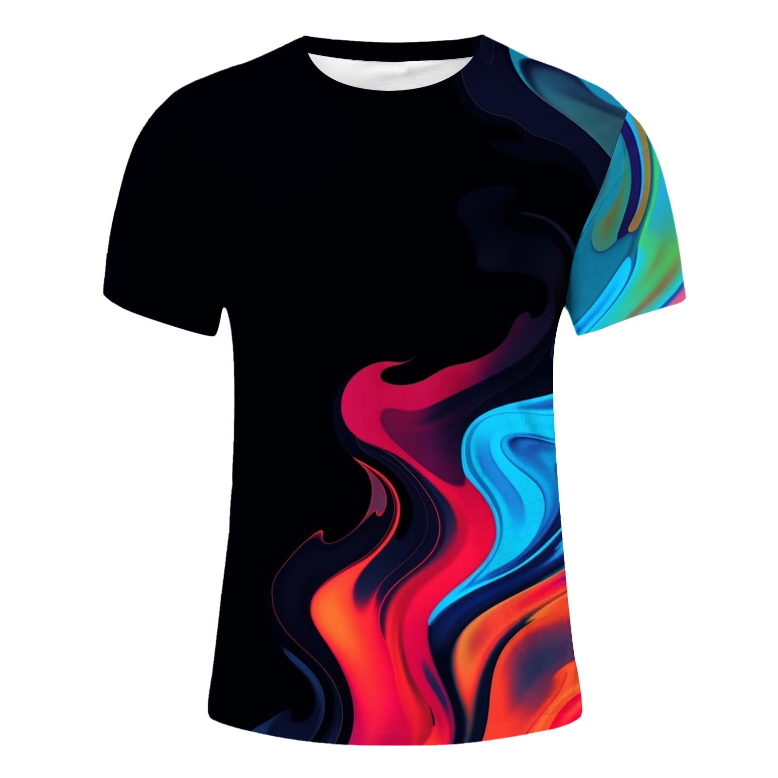 3D Flame Printed Men's Graphic T-Shirt - Cool Summer Short Sleeve Tee for Dads & Guys - Perfect for Casual Wear, Outdoor Activities & Street Style Fashion