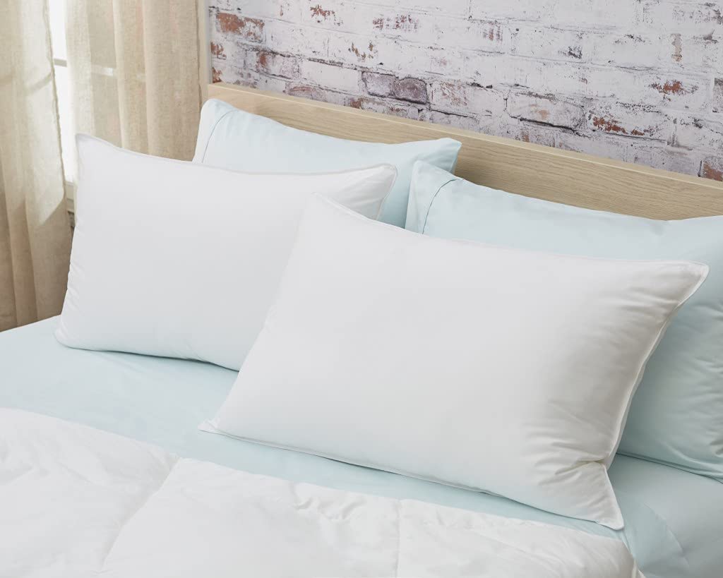 Premium 100% Cotton Sateen Down Alternative Pillows - Set of 2, Standard Size, Firm Support for Side & Back Sleepers | Luxury Bedding for Hotels, Guest Rooms & Home Decor