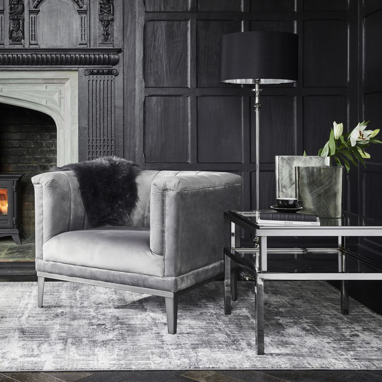 Belgravia Grey Ribbed Occasional Chair - Stylish Accent Seating for Living Room, Bedroom & Office - Perfect for Reading Nooks & Cozy Corners