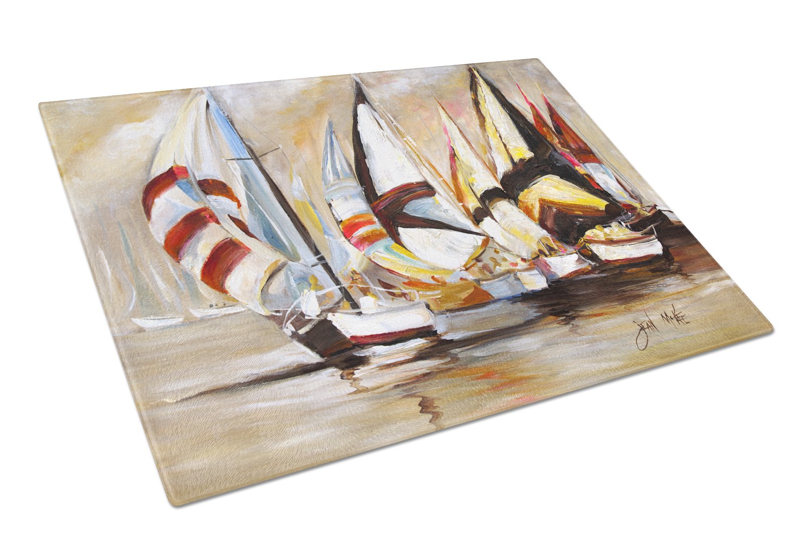 JMK1136LCB Sailboat Tempered Glass Cutting Board - Large Decorative Kitchen Chopping & Serving Board for Fruits, Cheese & Charcuterie | Perfect for Entertaining, Gifts & Coastal-Themed Kitchens