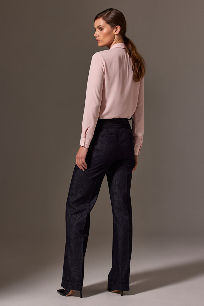 Eva Long Sleeve Blouse for Women - Pink Silk Stretch Shirt - Elegant Office Wear & Casual Outfit