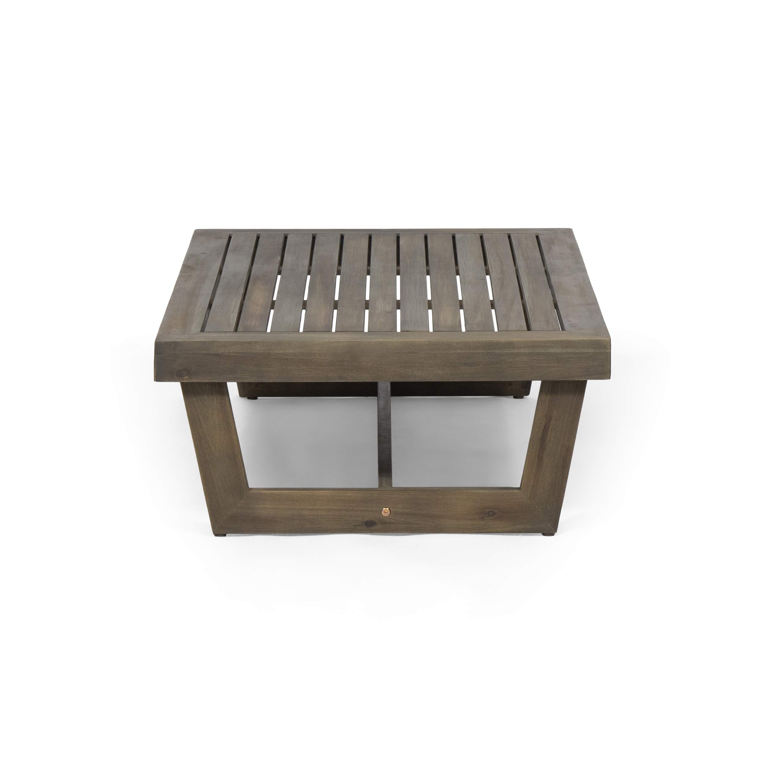 Premium Acacia Wood Outdoor Coffee Table - Weather-Resistant Gray Finish - Perfect for Patio, Garden & Poolside Relaxation