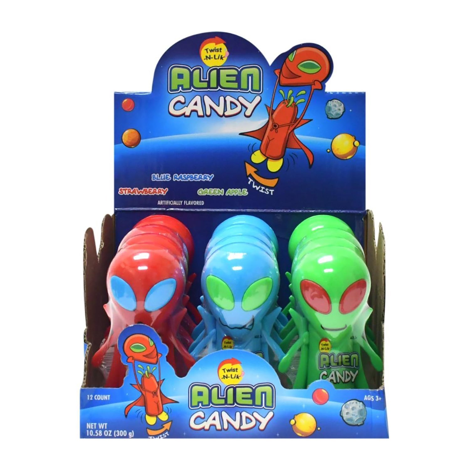 Koko's Alien Twist N Lik | 12 Count Box | Fun & Chewy Candy for Kids, Parties, Halloween Treats & Movie Nights