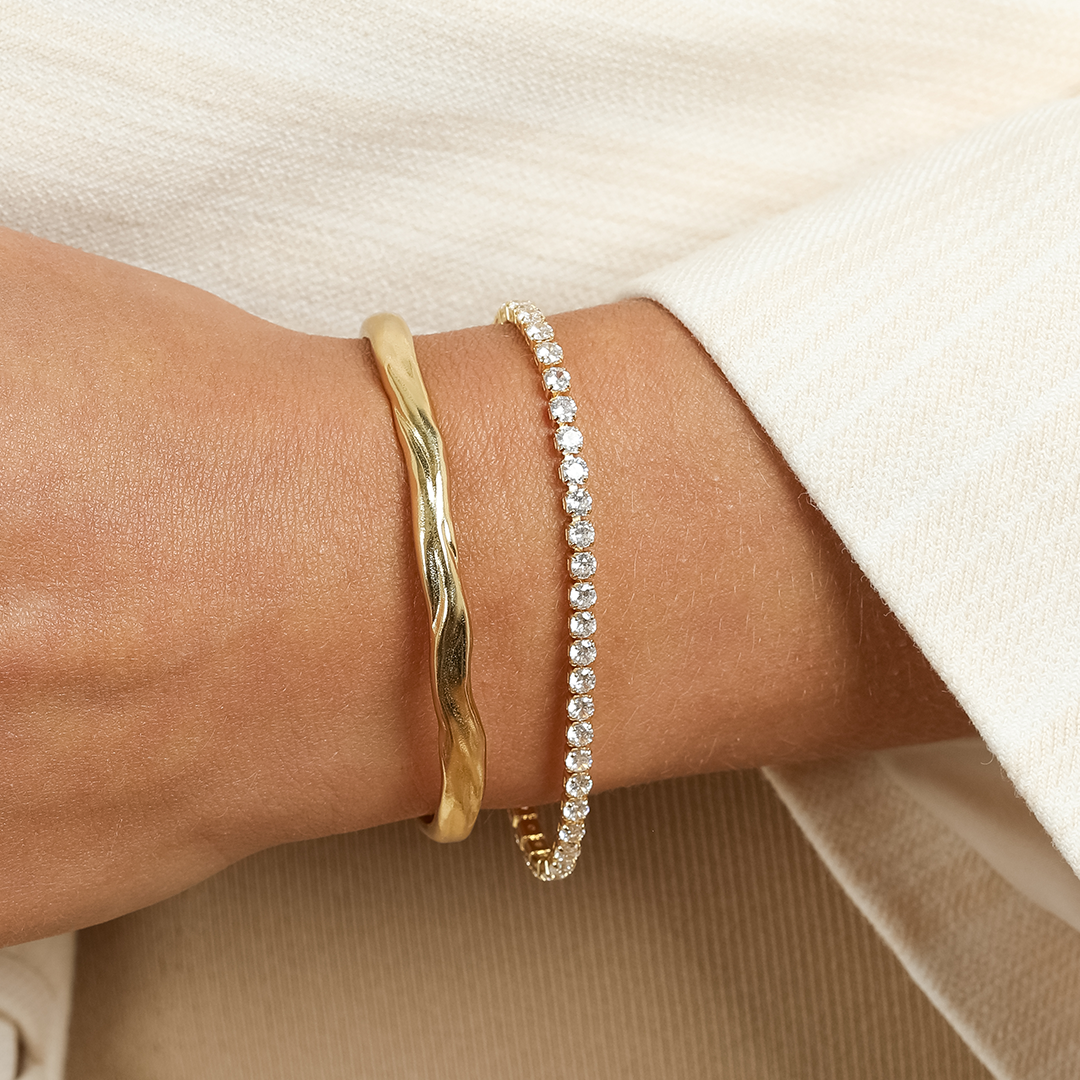 Anna Tennis Bracelet for Women - Elegant 14K Gold Plated Cubic Zirconia Tennis Bracelet - Perfect for Weddings, Parties & Everyday Wear