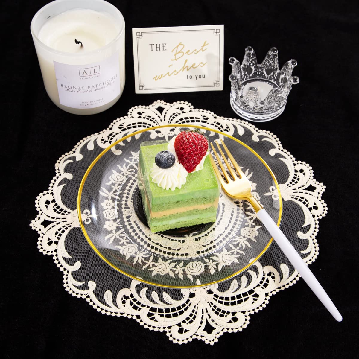 96-Piece Gold Plastic Dessert Plates Set - 48 Disposable 7.5