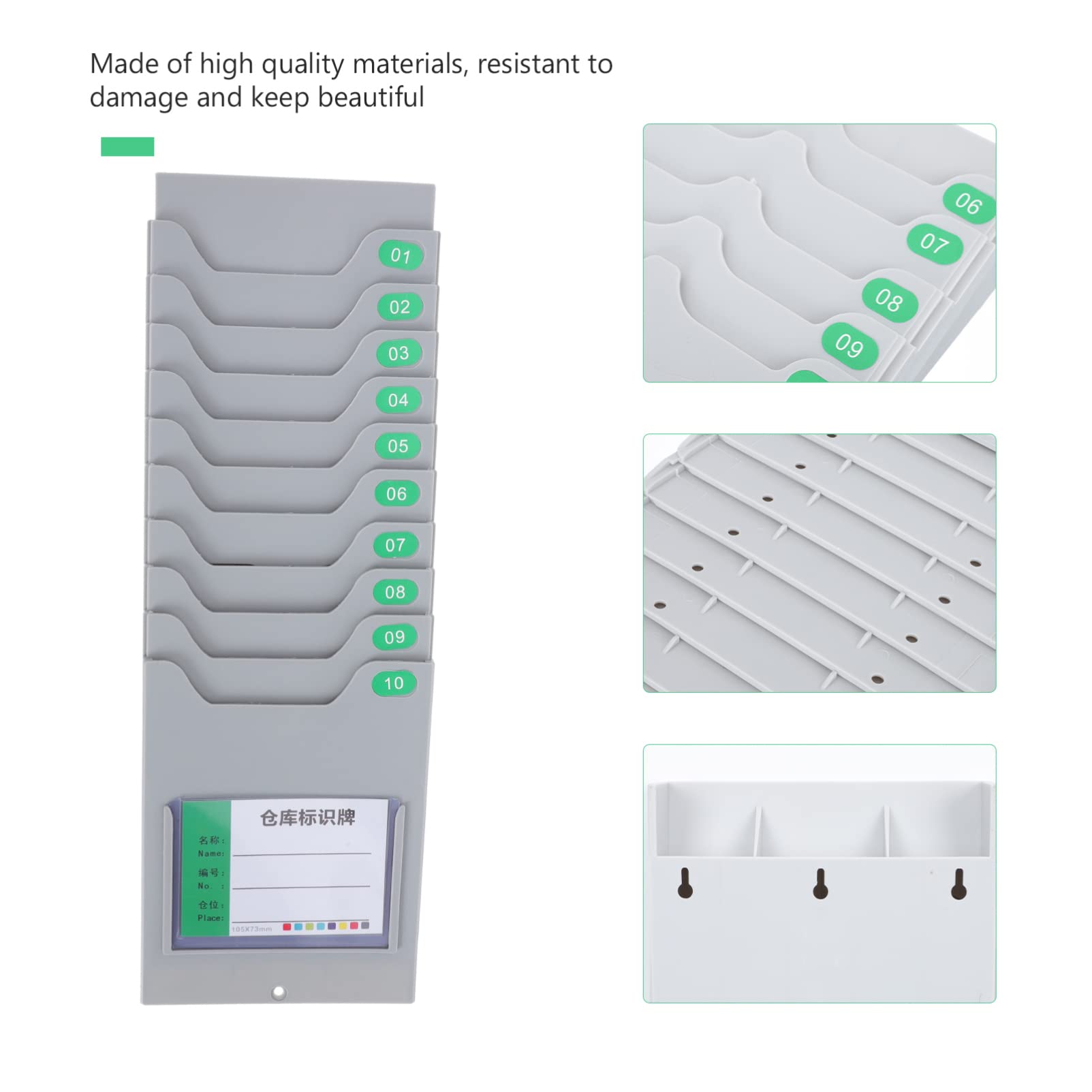 Cabilock Magnetic Shelves 10-Pocket Wall Mounted Organizer - Time Rack, Attendance Holder & Office Accessories for Work - Perfect for Clock, Brochures, Keys & Office Supplies Organization