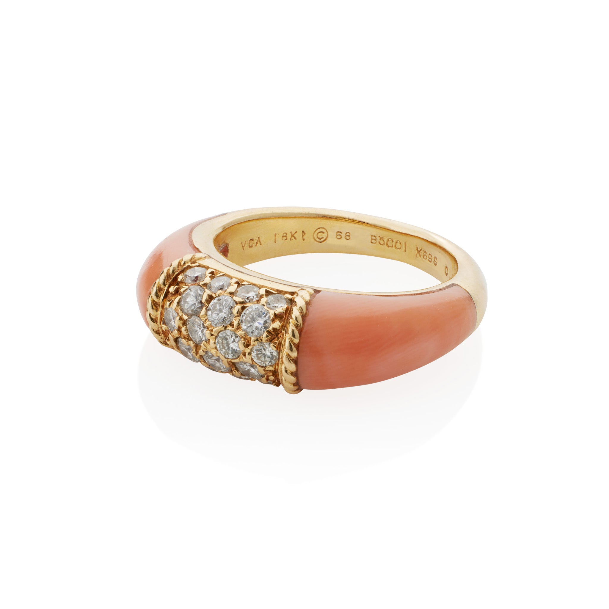Van Cleef & Arpels Paris Angelskin Coral Ring - Genuine Philippine Coral Jewelry for Women, Luxury Gift for Her, Perfect for Weddings & Special Occasions