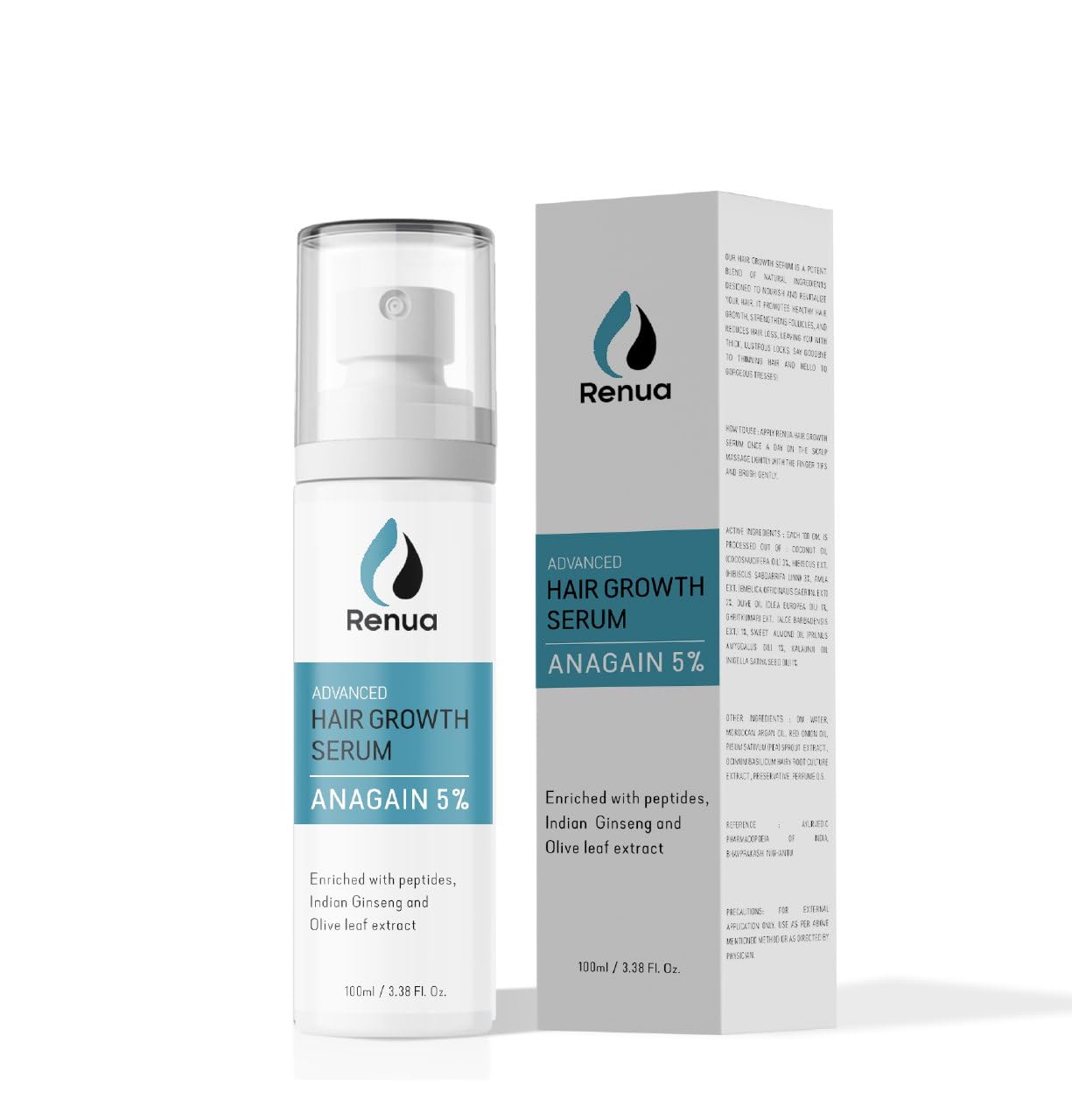 Renua Hair Growth Serum for Thicker & Longer Hair - Natural Hair Loss Treatment for Men & Women - Use for Daily Scalp Care & Healthy Hair Regrowth