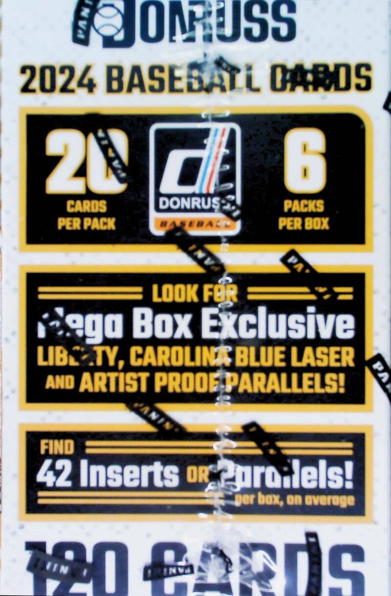 2024 Panini Donruss Baseball Mega Box - 6 Packs (120 Cards) with 2 Autograph/Memorabilia Cards - Includes Paul Skenes Rookies & Hall of Famers - 42 Parallels/Inserts Avg - Exclusive Liberty, Carolina Blue & Artist Proof Cards - Perfect for Collectors, Investors & Fantasy Baseball Fans