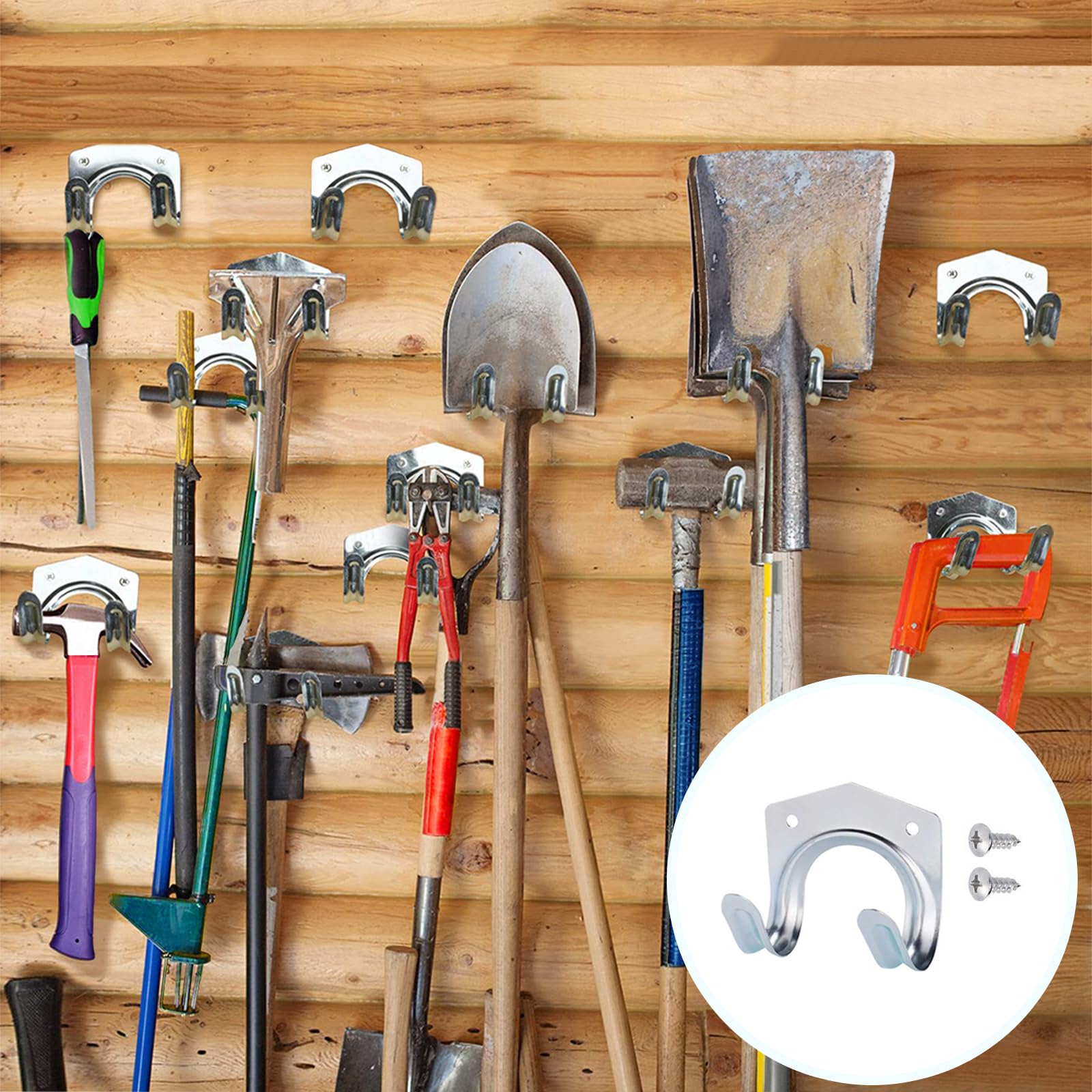 20 Pack Heavy Duty Wall Mount Storage Hooks - Garage Tool Organizer Hangers for Garden, Bathroom & Home Organization - Durable Metal Utility Hooks for Hanging Tools, Coats & Accessories (Perfect for Garage Storage, Closet Organization & DIY Projects)