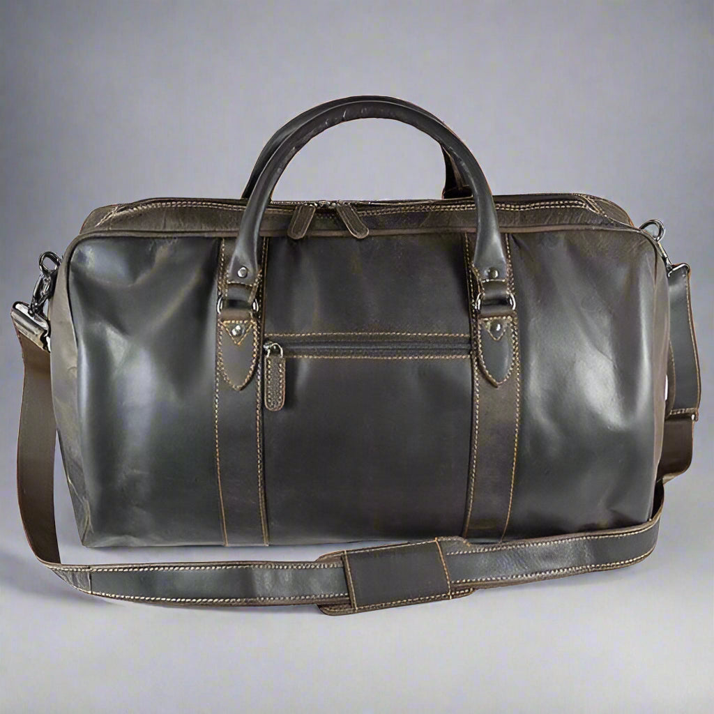 Premium Greenwood Leather Weekender Bag for Men & Women - Durable Carry-On Duffel for Travel, Gym, Work & Weekend Getaways