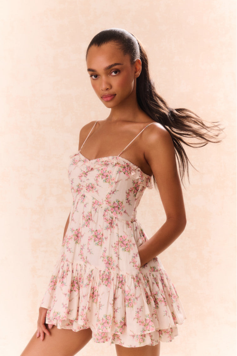 Linny Floral Mini Dress - Women's Summer Short Sleeve Flowy Dress for Beach, Party & Date Night | Trendy Casual & Formal Outfit