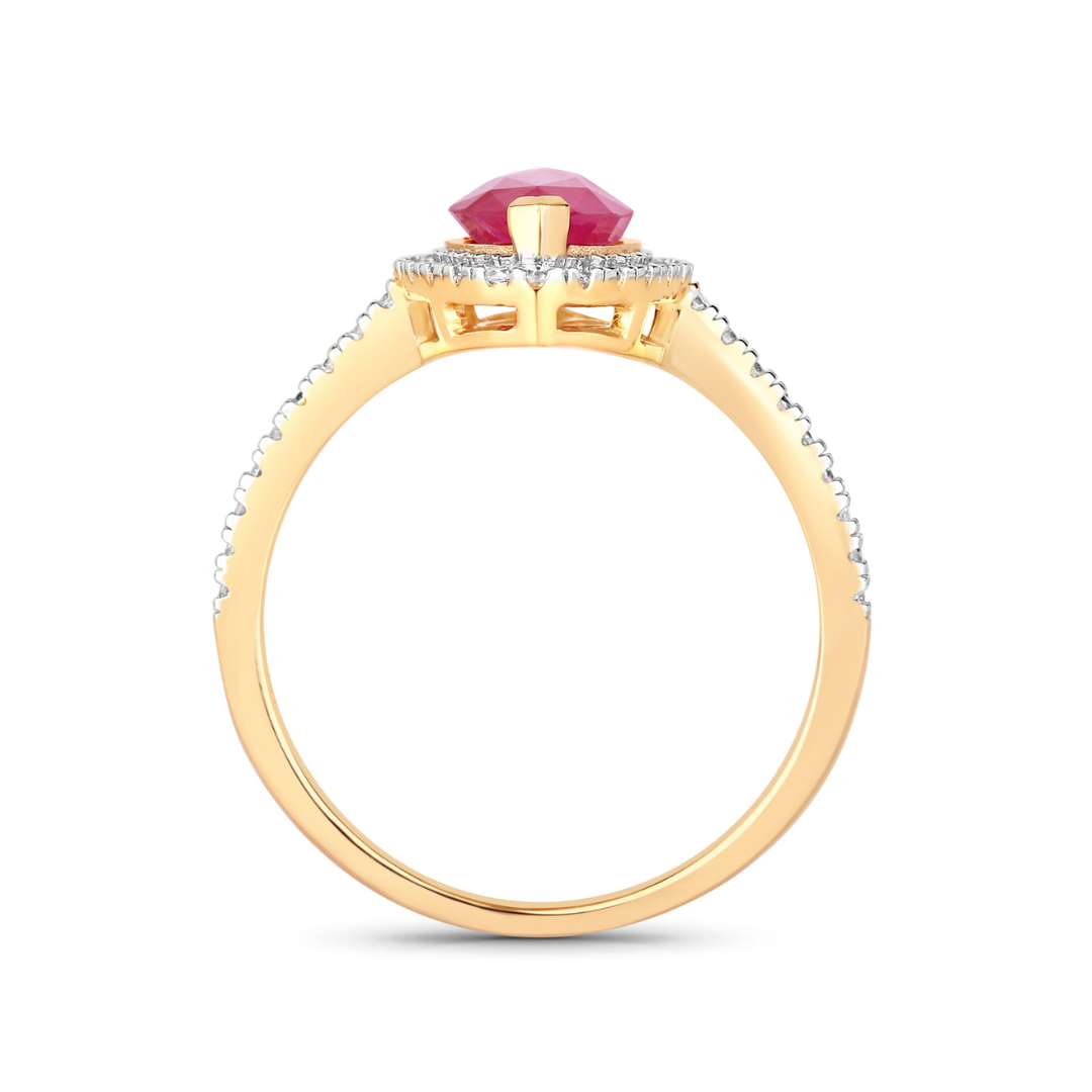 10K Gold Ring with Genuine Ruby and Diamonds - Elegant Jewelry for Women, Perfect for Weddings, Anniversaries & Special Occasions