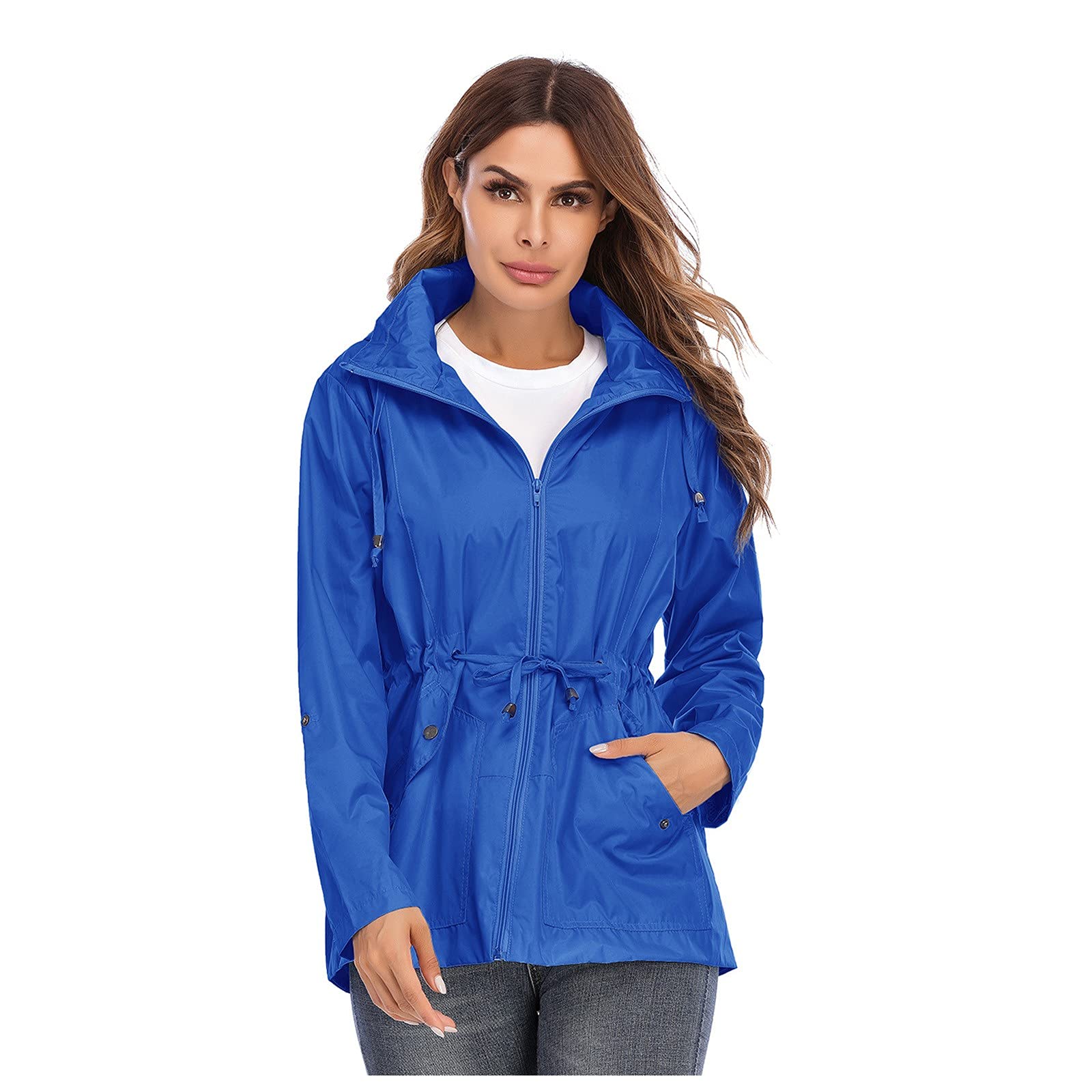 Waterproof Raincoat for Women - Lightweight Hooded Fleece Jacket with Water-Resistant Coating | Perfect for Hiking, Commuting & Outdoor Activities
