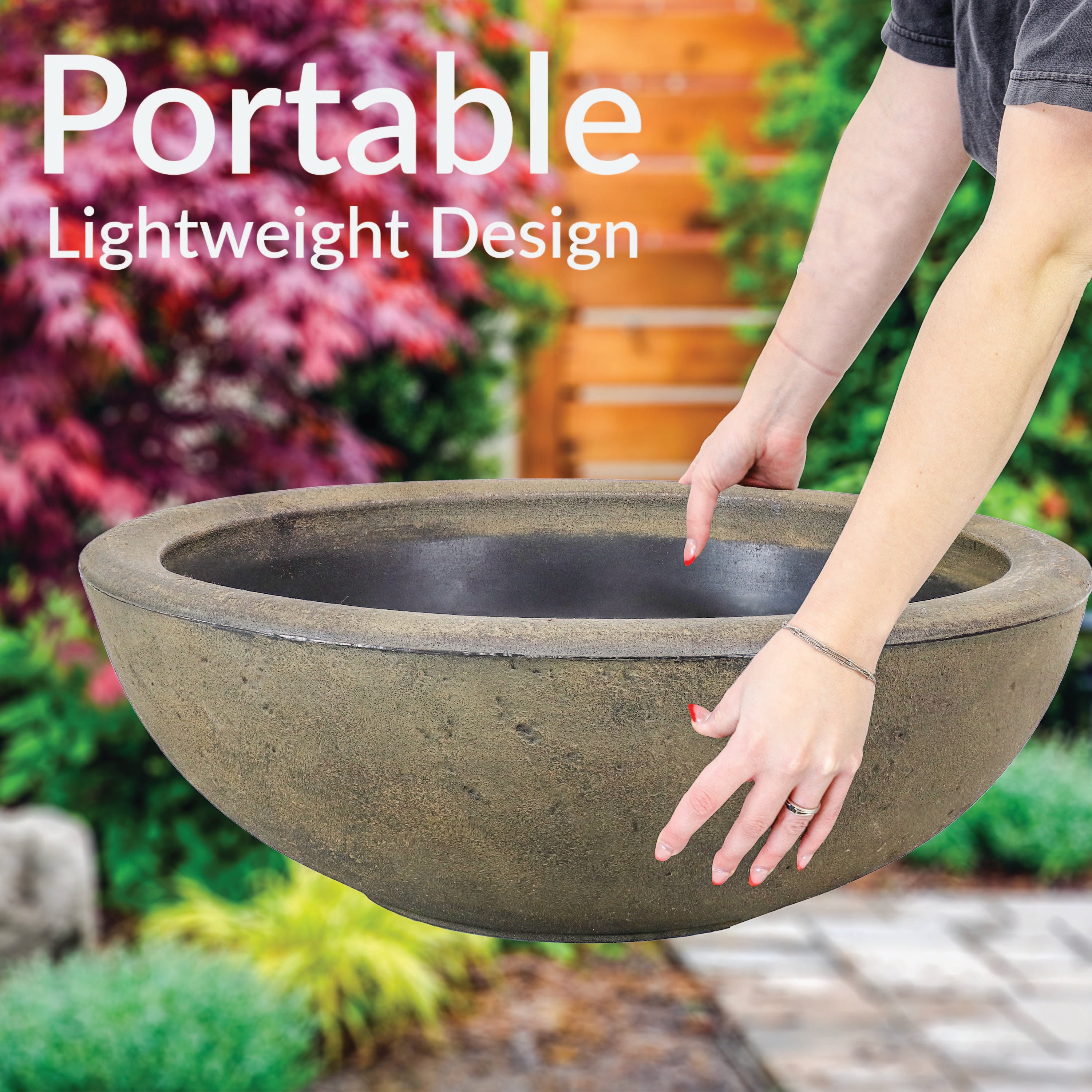 20.75 Inch Sunnydaze Percival Polyresin Outdoor Planter Bowl - Durable Garden Decor for Patio, Porch & Backyard Landscaping