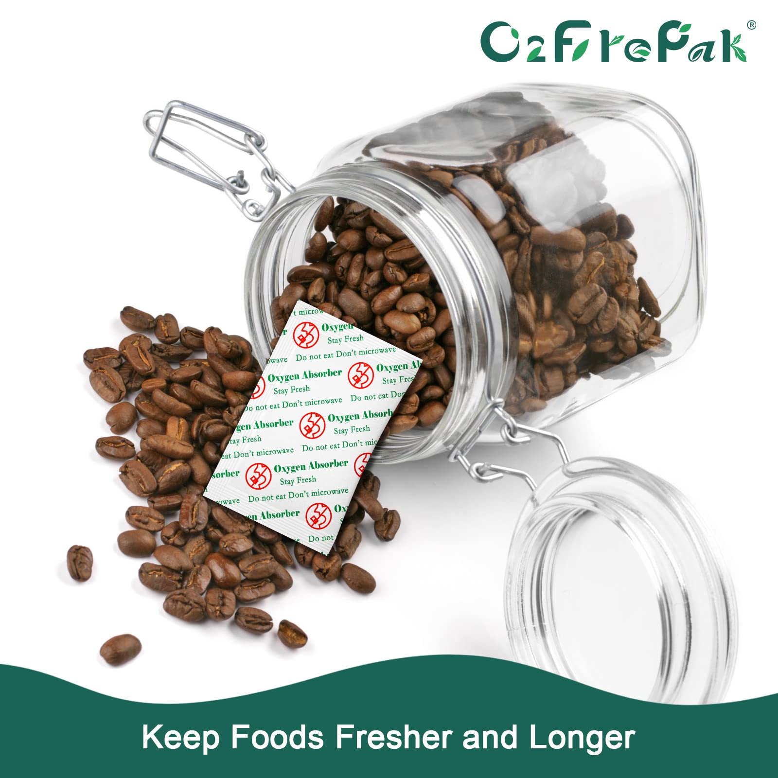 O2frepak 50CC (300-Pack) Food Grade Oxygen Absorber Packets - 3X Absorption Capacity with Oxygen Indicator - Ideal for Homemade Jerky, Vacuum Sealing & Long Term Food Storage - Perfect for Meal Prep, Emergency Kits & Pantry Organization