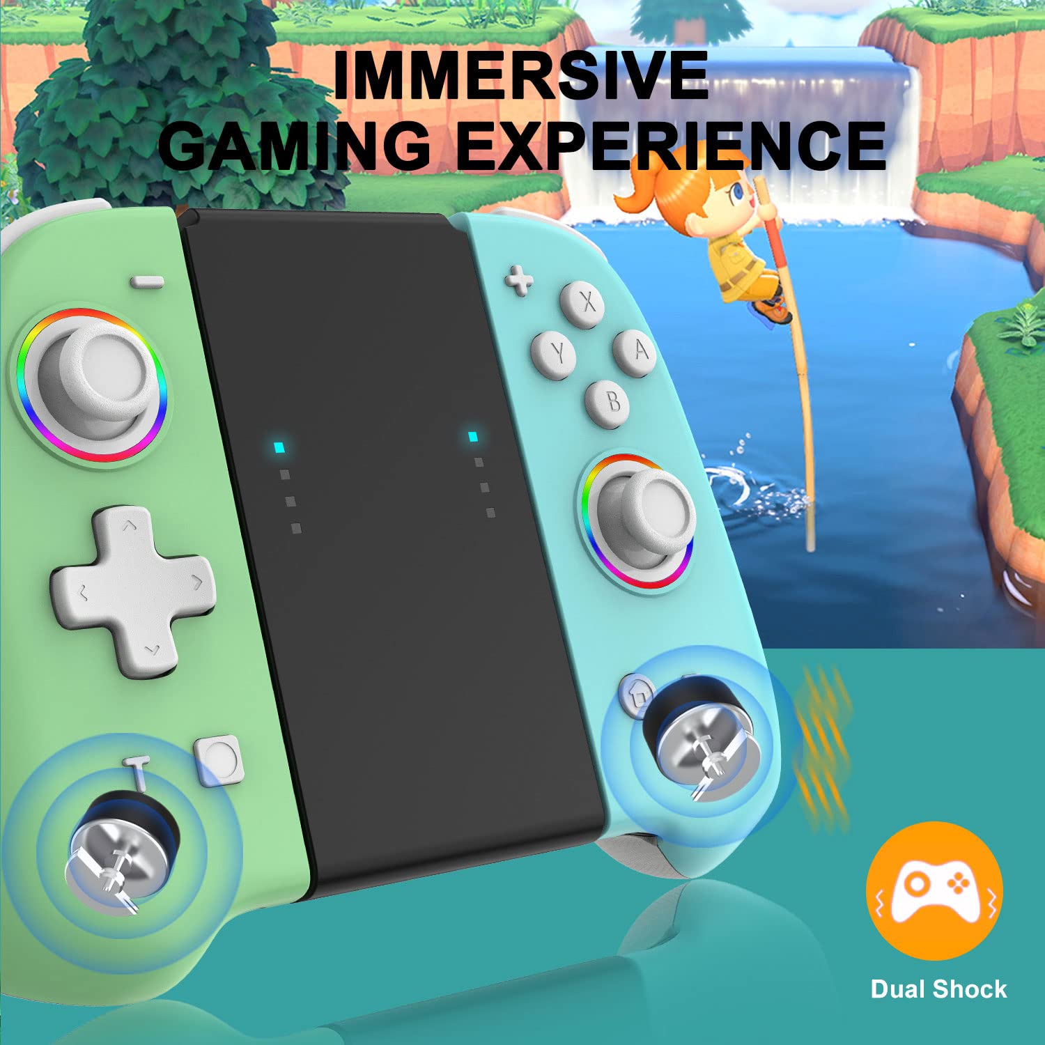 VANJUNN Switch Controllers for Nintendo Switch OLED & Joycon - Wireless Replacement Gamepad with Hand Grips, Turbo Function & 6-Axis Gyro | Perfect for Multiplayer Gaming, Travel & Family Entertainment