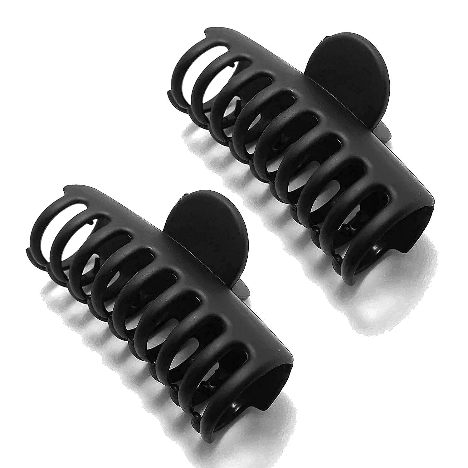 AKSHAR IMPEX Non-Slip Hair Claw Clip - Strong Grip Large Butterfly Clutch for Women (2-Pack, Matte Black) - Perfect for Thick Hair, Ponytails & Updos