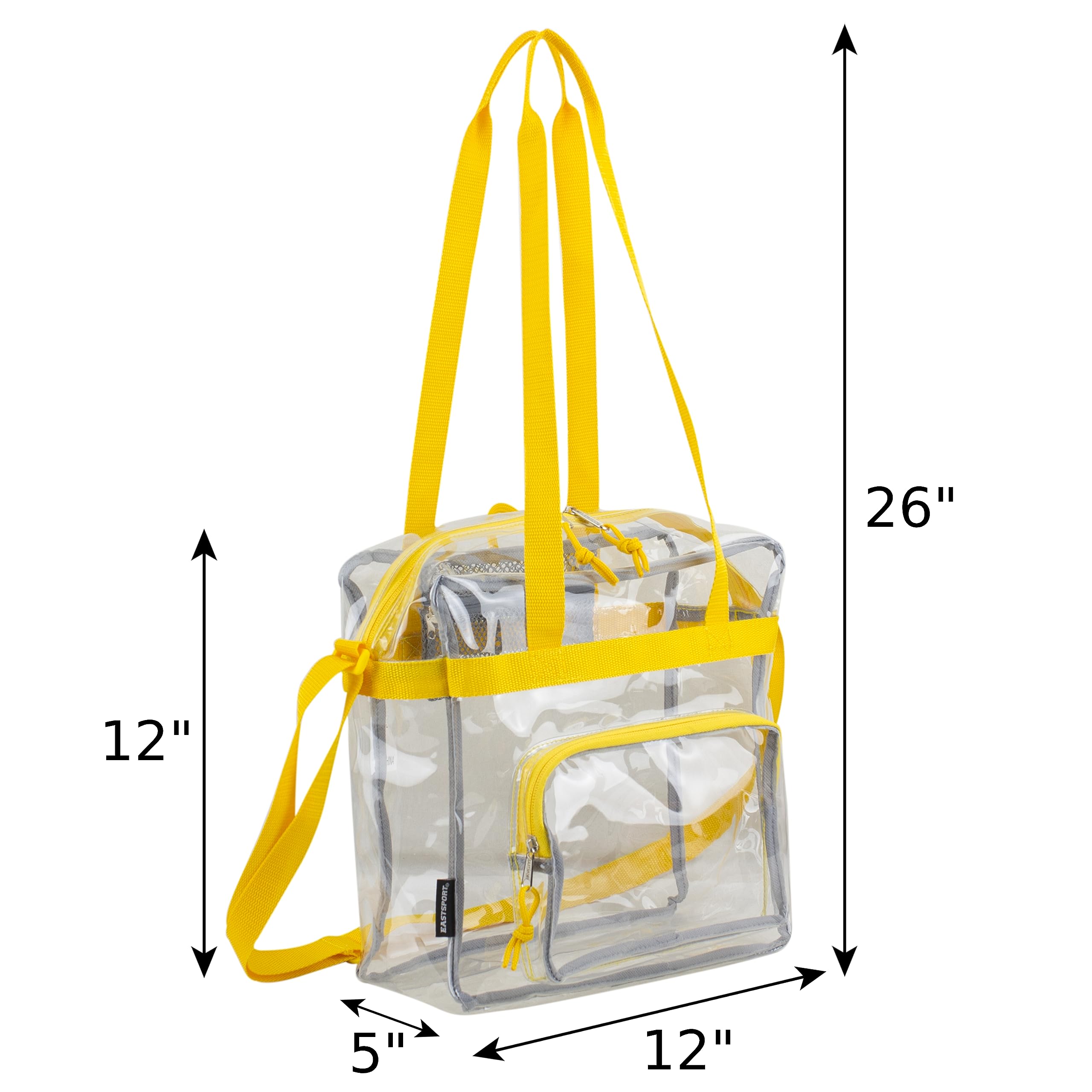 EastSport Clear Stadium Approved Tote Bag - See Through Crossbody Shoulder Messenger Purse for Women & Men - Perfect for Sports Games, Concerts, Work & School Events