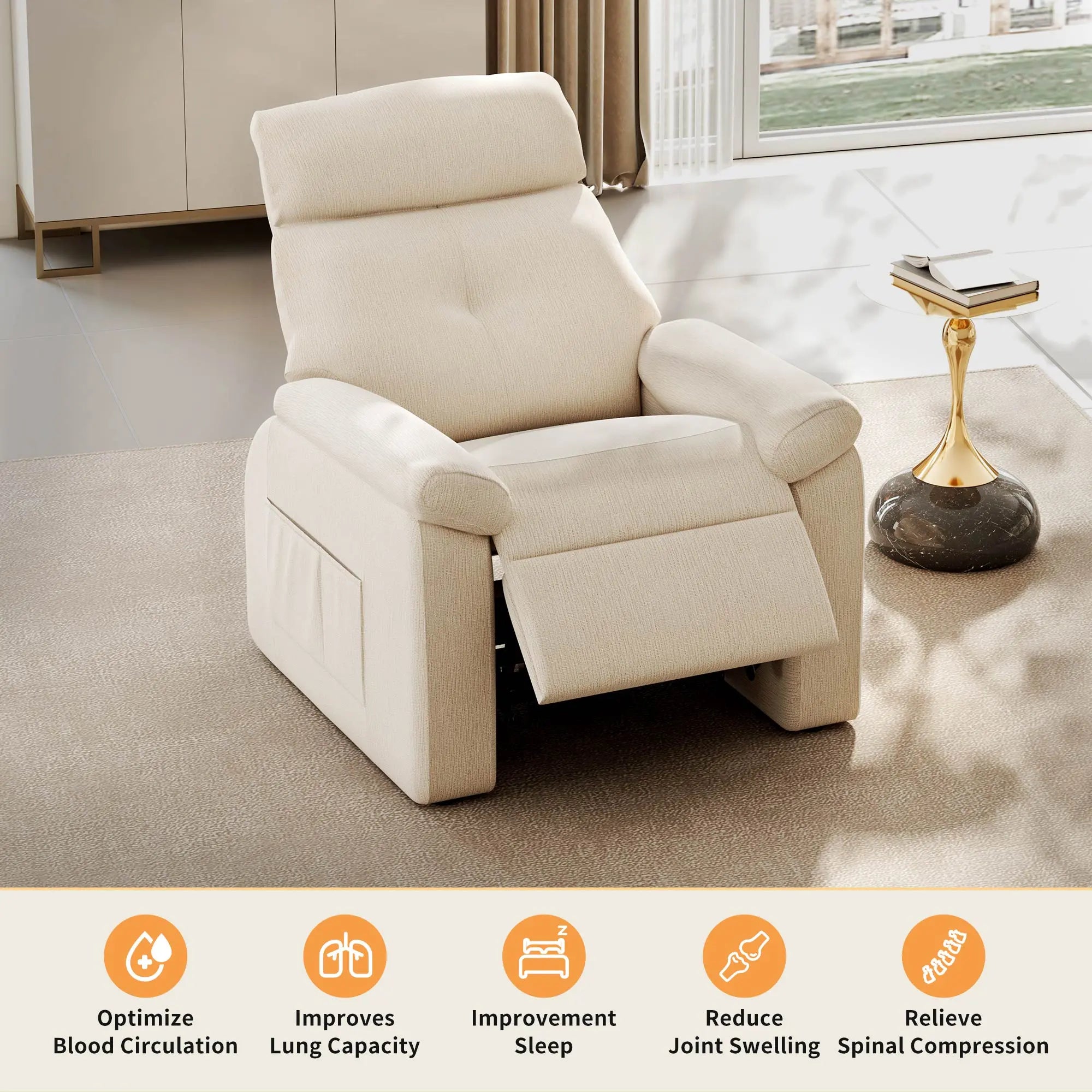 Henry Armrest Power Recliner Chair - Super Zero Gravity Massage Recliner for Living Room, Home Theater & Office - Ergonomic Leather Lounge Chair with USB Charging & Cup Holders