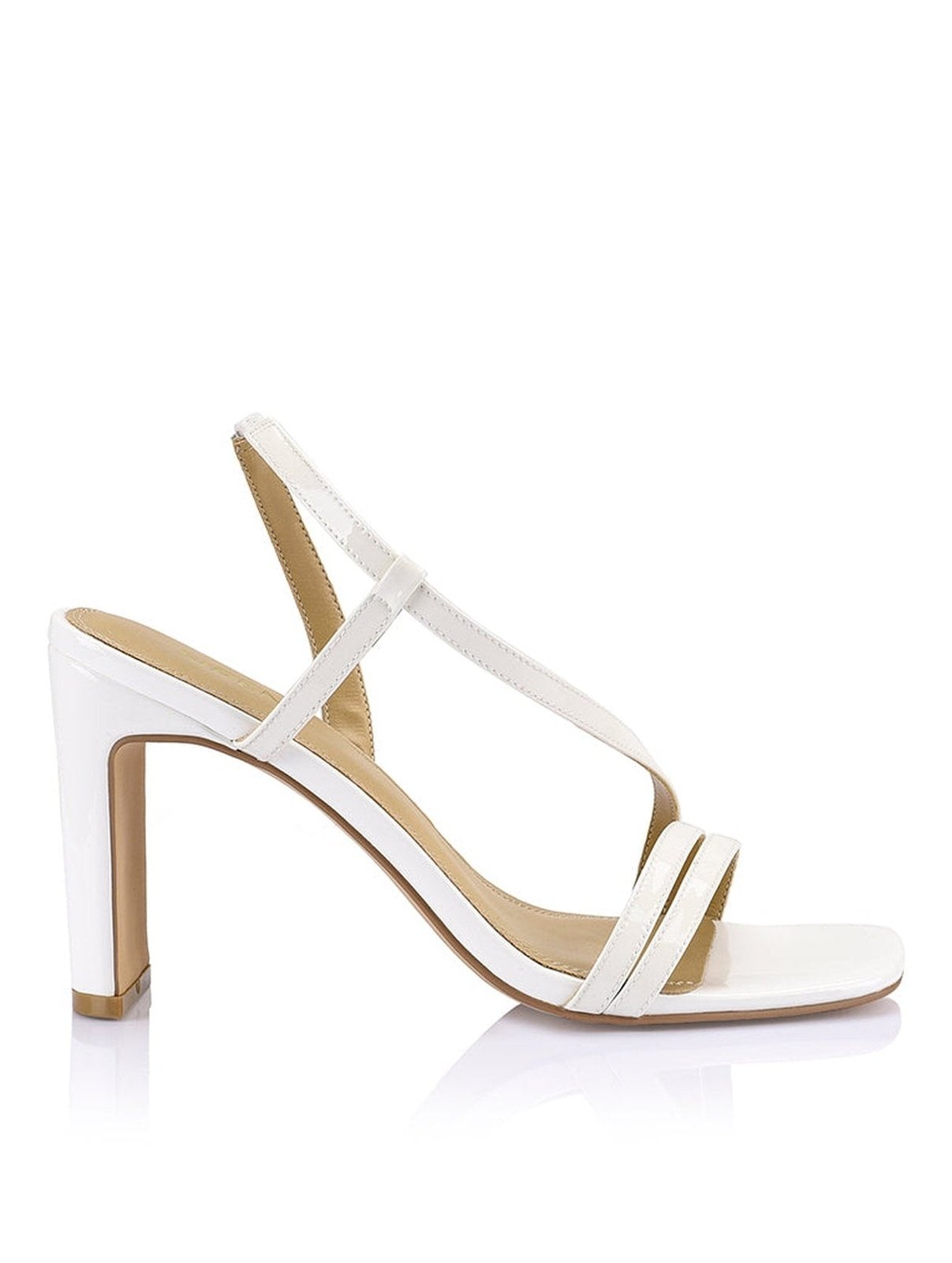 Kamino Women's Heeled Sandals - Chalk Patent Leather Strappy Sandals for Summer Weddings & Date Nights