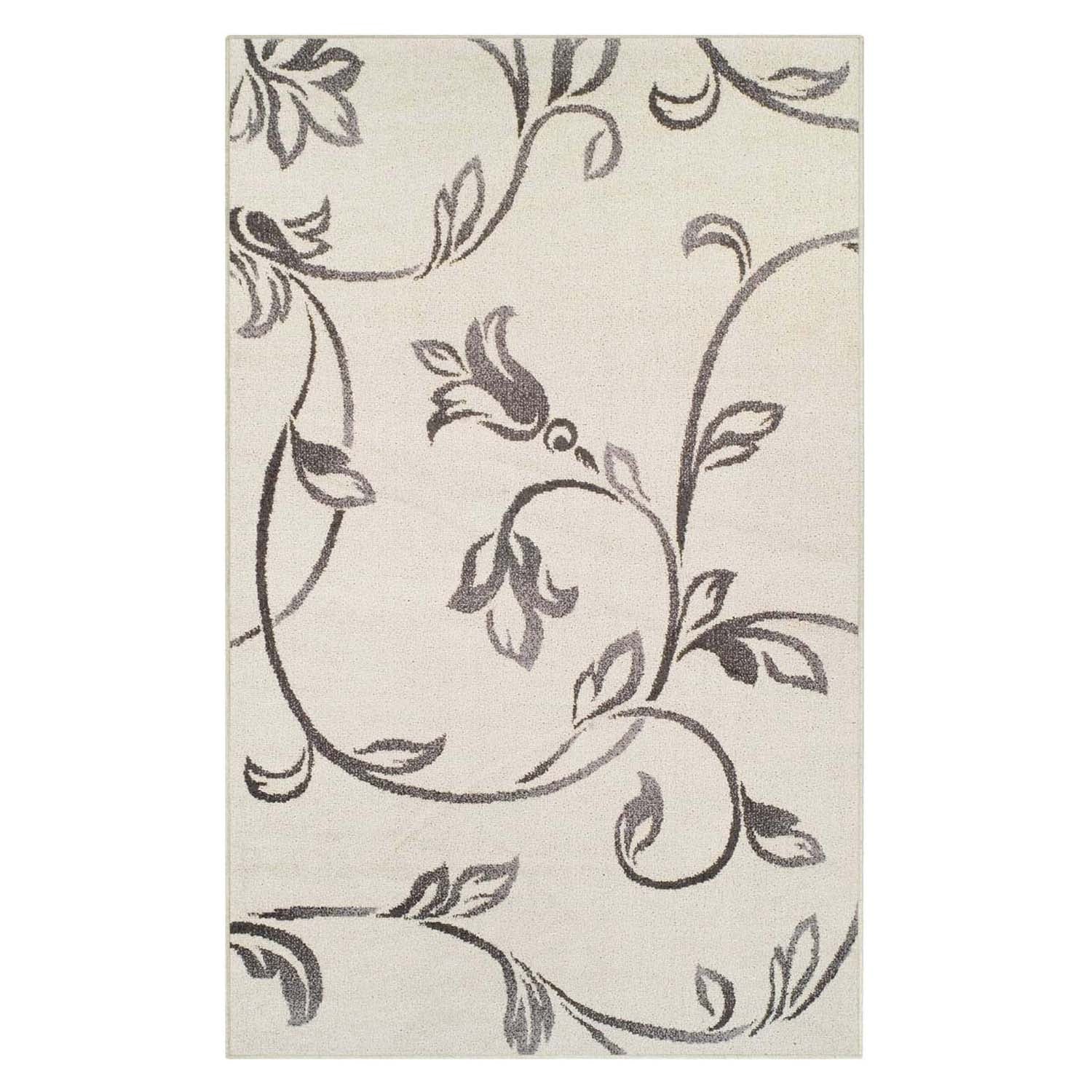 Vines Floral Scrolling Rustic Indoor Area Rug - Soft Non-Slip Boho Chic Floor Mat for Living Room, Bedroom & Nursery Decor