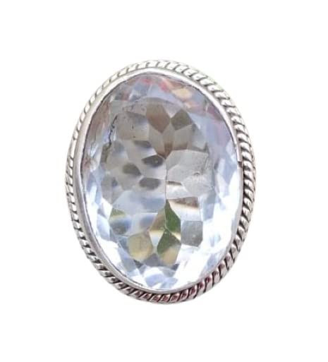 925 Sterling Silver Crystal Quartz Gemstone Ring - Handcrafted Boho Statement Ring for Women | Clear Quartz Engagement & Anniversary Jewelry Gift | Perfect for Casual Wear, Boho Chic Outfits & Special Occasions