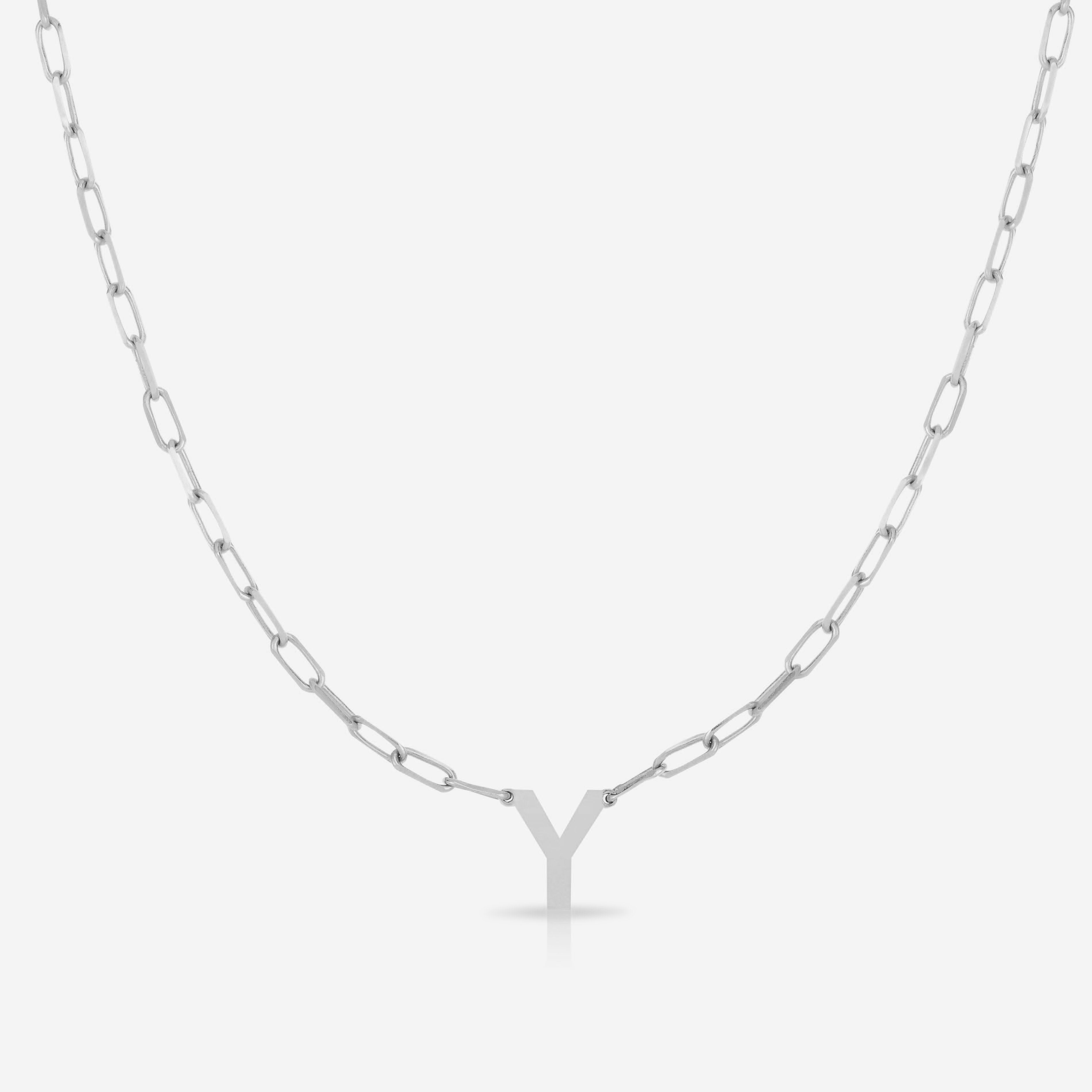 Block Initial & Link Chain Necklace for Women - Personalized Name Letter Pendant Jewelry Gift for Birthday, Anniversary, Valentine's Day | Everyday Wear, Layering, Special Occasions